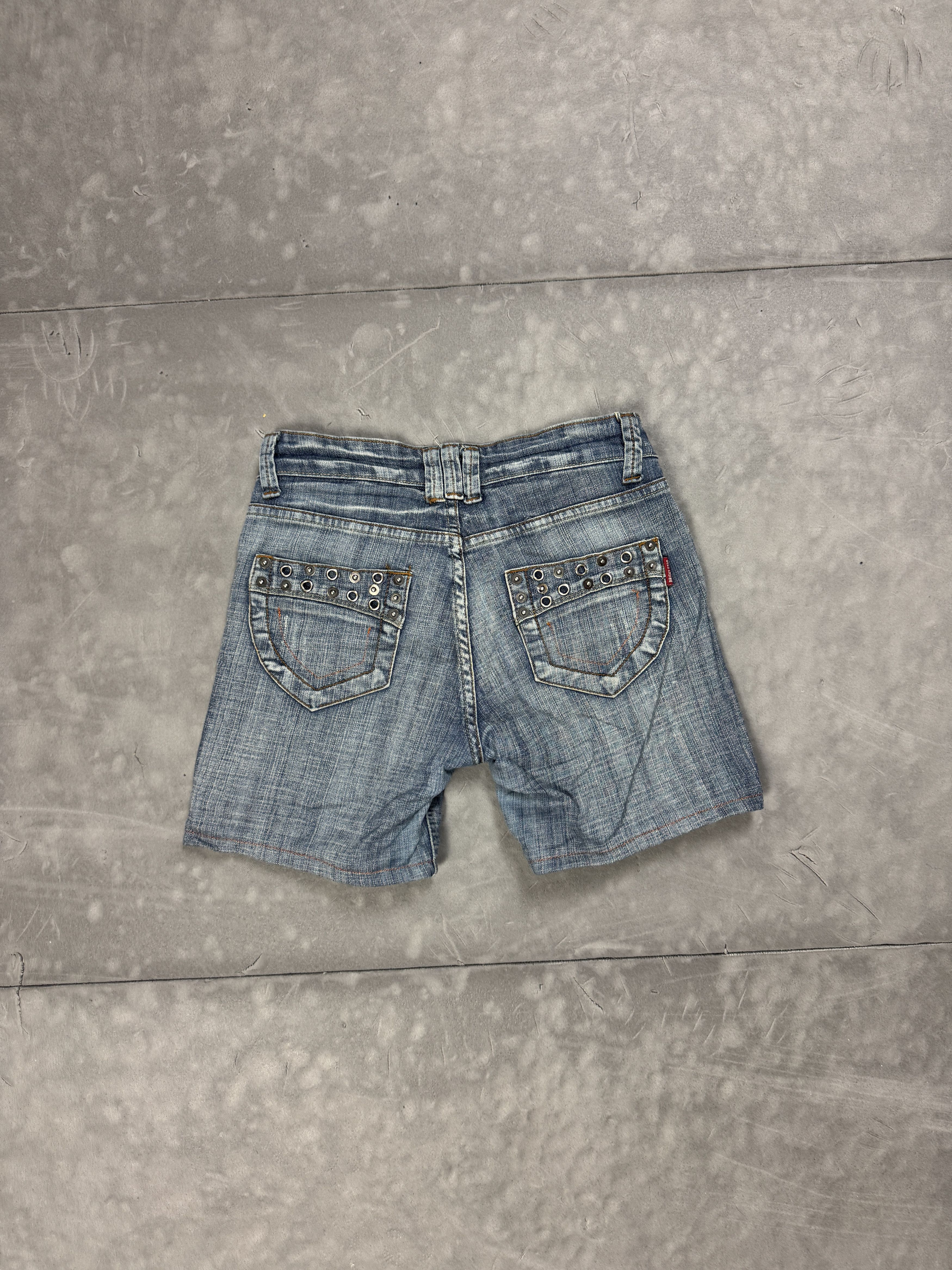 Vintage Vintage y2k denim shorts washed silver parts retro jeans Size 26" / US 2 / IT 38 - 2 Thumbnail