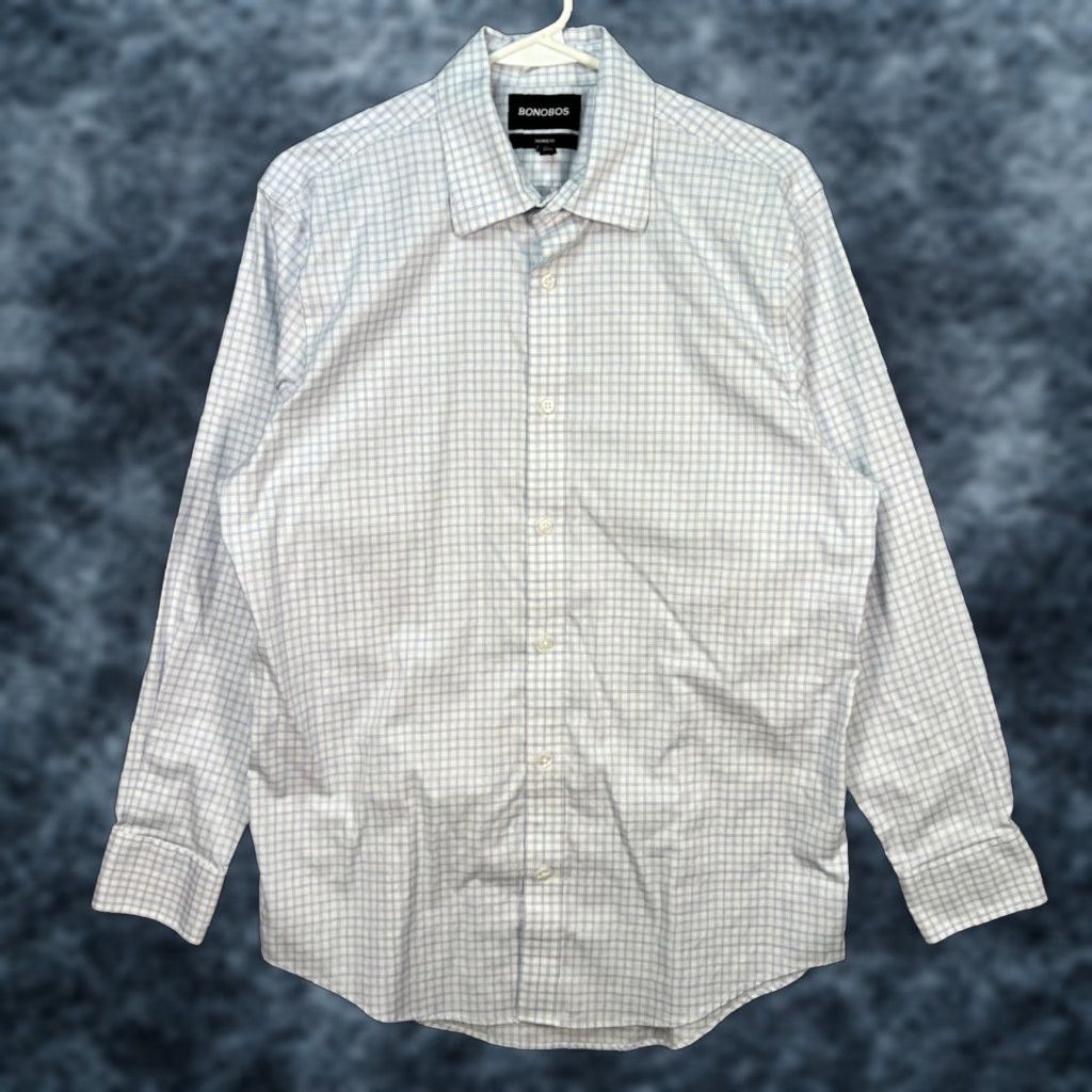 Bonobos Bonobos Button-Up Shirt Blue Checkered Mens Size 16 / 33 Tailored Fit Long Sleeve Casual Business Size US L / EU 52-54 / 3 - 1 Thumbnail