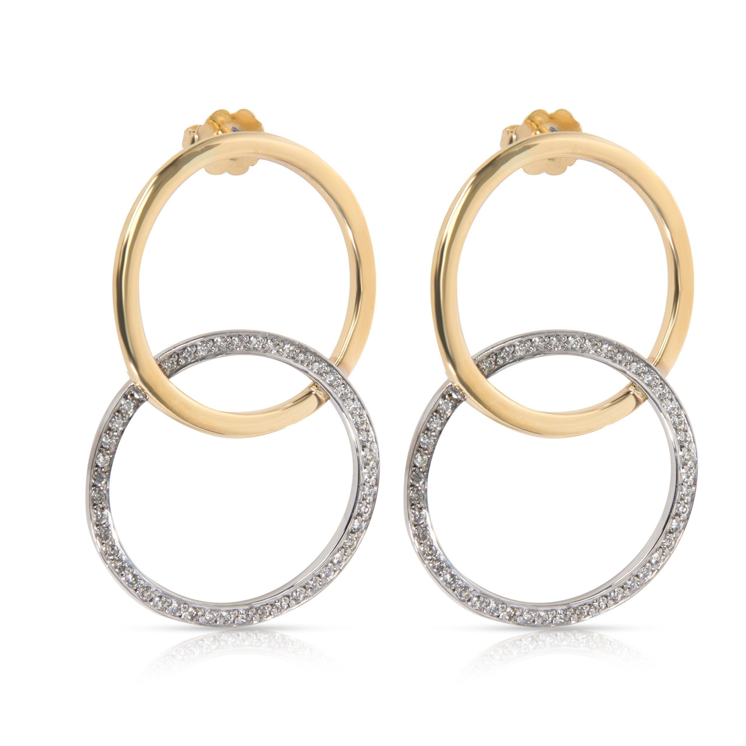 image of Diamond Interlocking Circle Earrings In 18Kt Two Toned Gold (0.90 Ctw), Women's