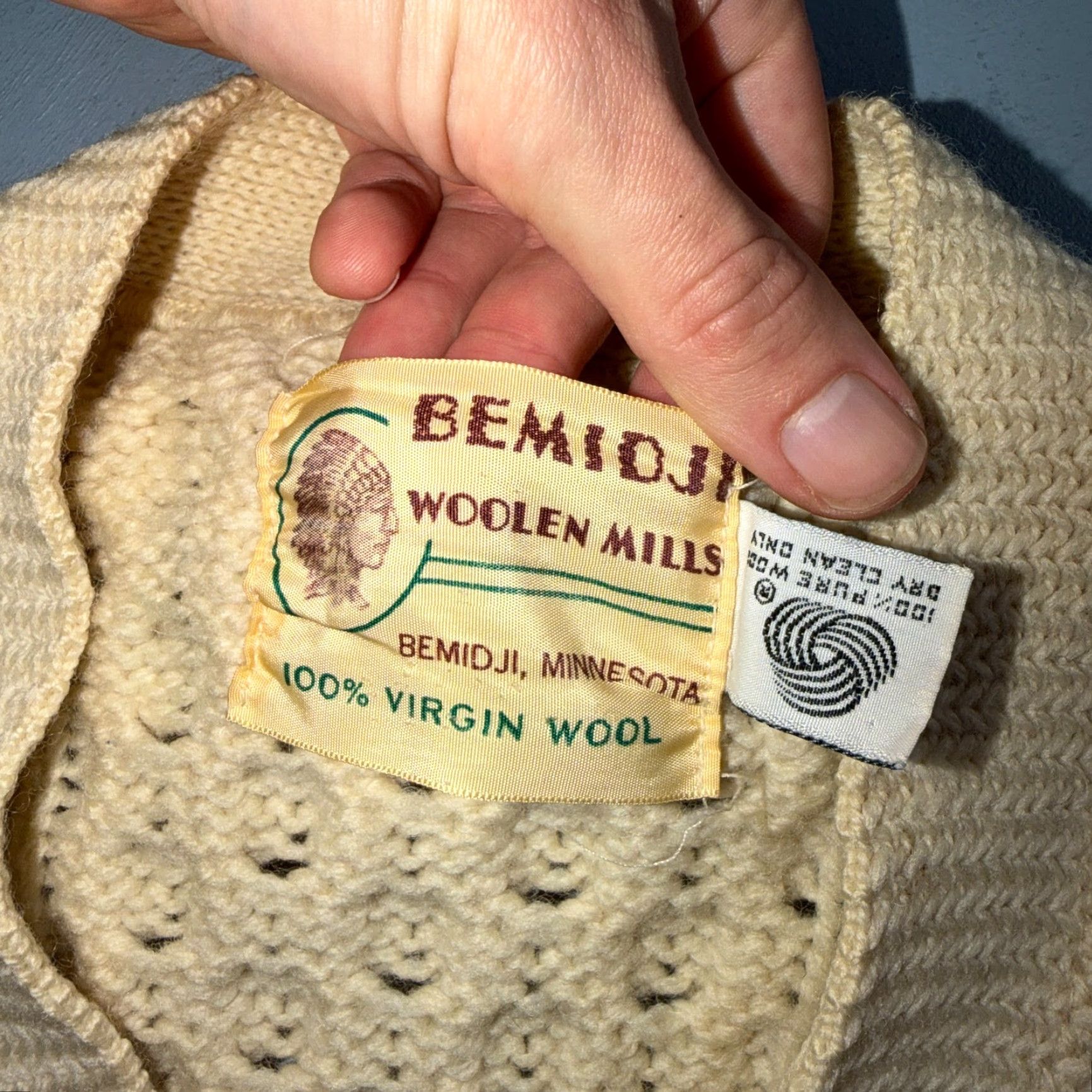 Vintage Bemidji Woolen Mills Yes Vintage Cardigan Crewneck? No — Actually: Bemidji VTG Woolen Mills Cream Cable Knit Cardigan Sweater Fisherman Boho 1970s Size US M / EU 48-50 / 2 - 6 Thumbnail