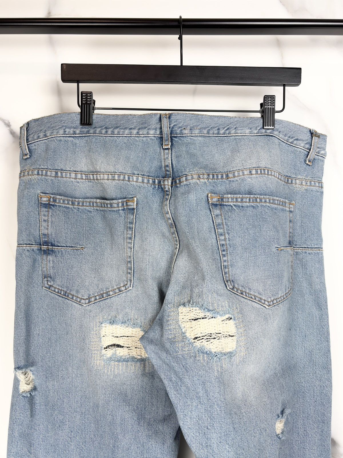 Dior × Hedi Slimane SS06 Dior Homme Runway Crash Distressed Repaired Denim Jeans Size US 36 / EU 52 - 4 Thumbnail