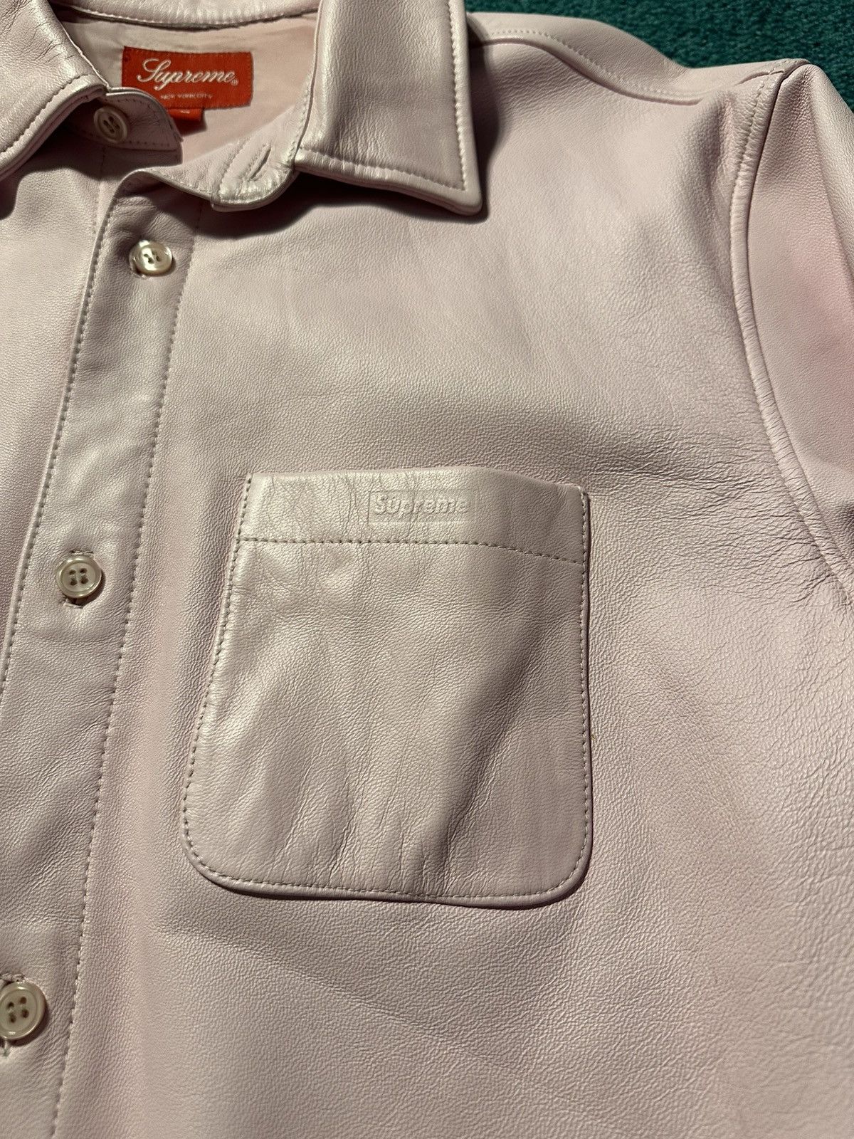 Supreme Supreme Pink Leather Shirt Lamb Leather Button Up Size US M / EU 48-50 / 2 - 5 Thumbnail