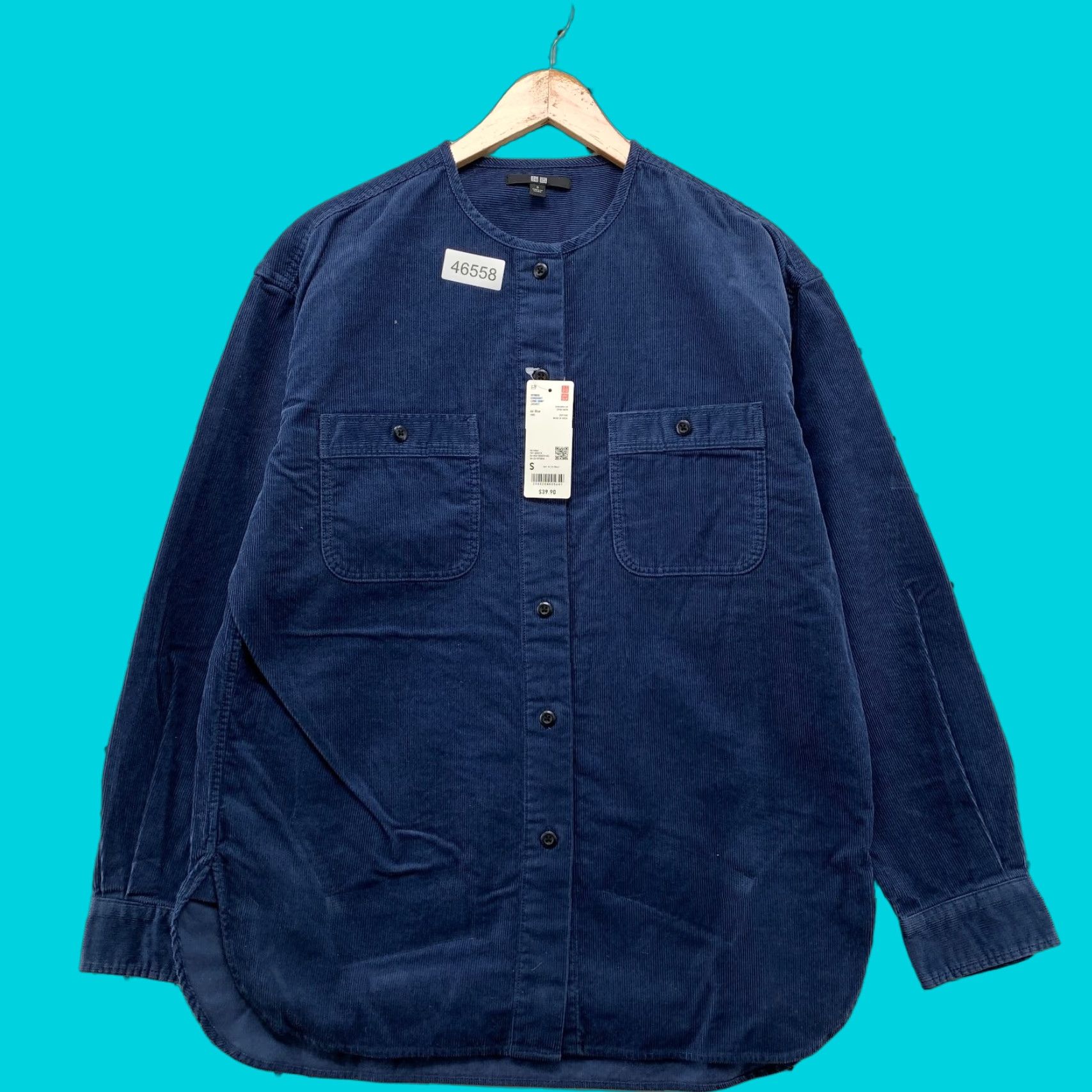 Uniqlo VINTAGE Uniqlo Corduroy Shirt Jacket Womens Small Blue Collarless Pocket NWT Size L / US 10 / IT 46 - 1 Thumbnail