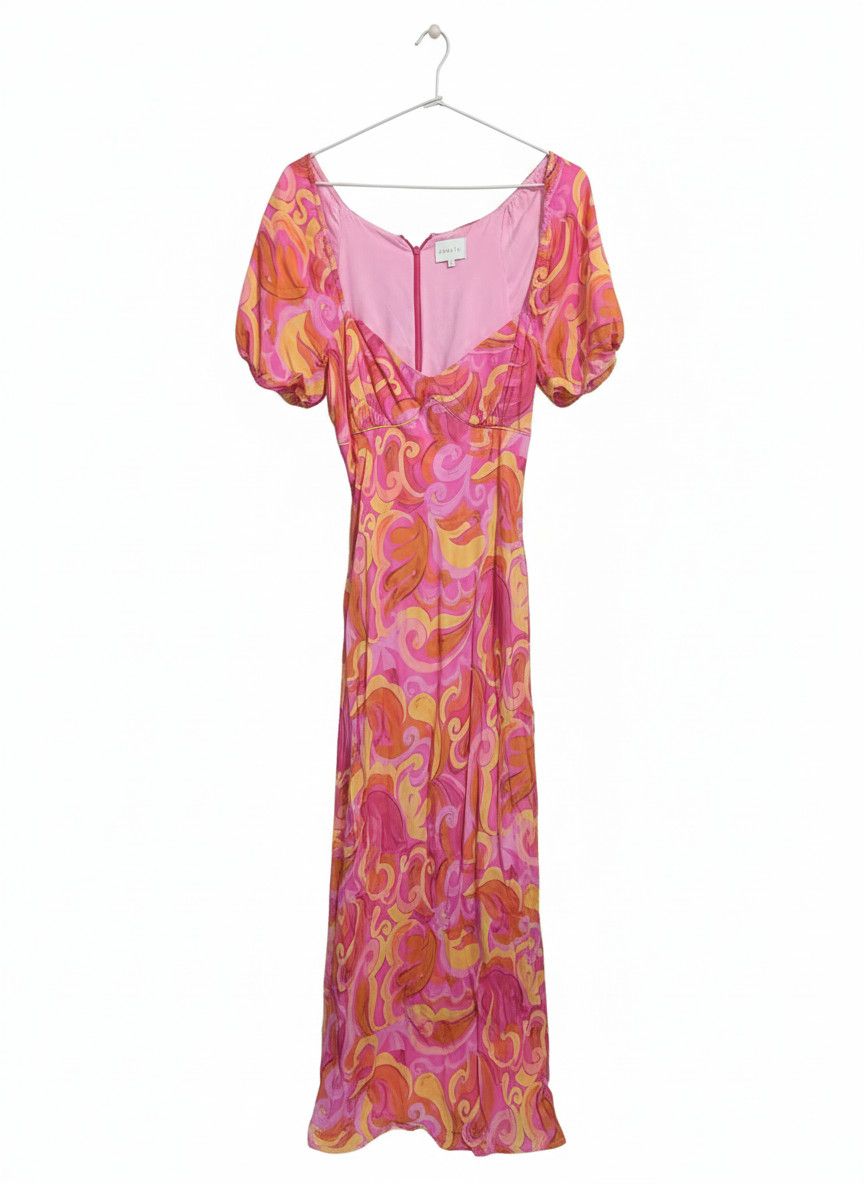 Steeplechase Steele. XS Psychedelic Swirl Pattern Maxi Dress Pink Orange Designer Size XS / US 0-2 / IT 36-38 - 1 Thumbnail