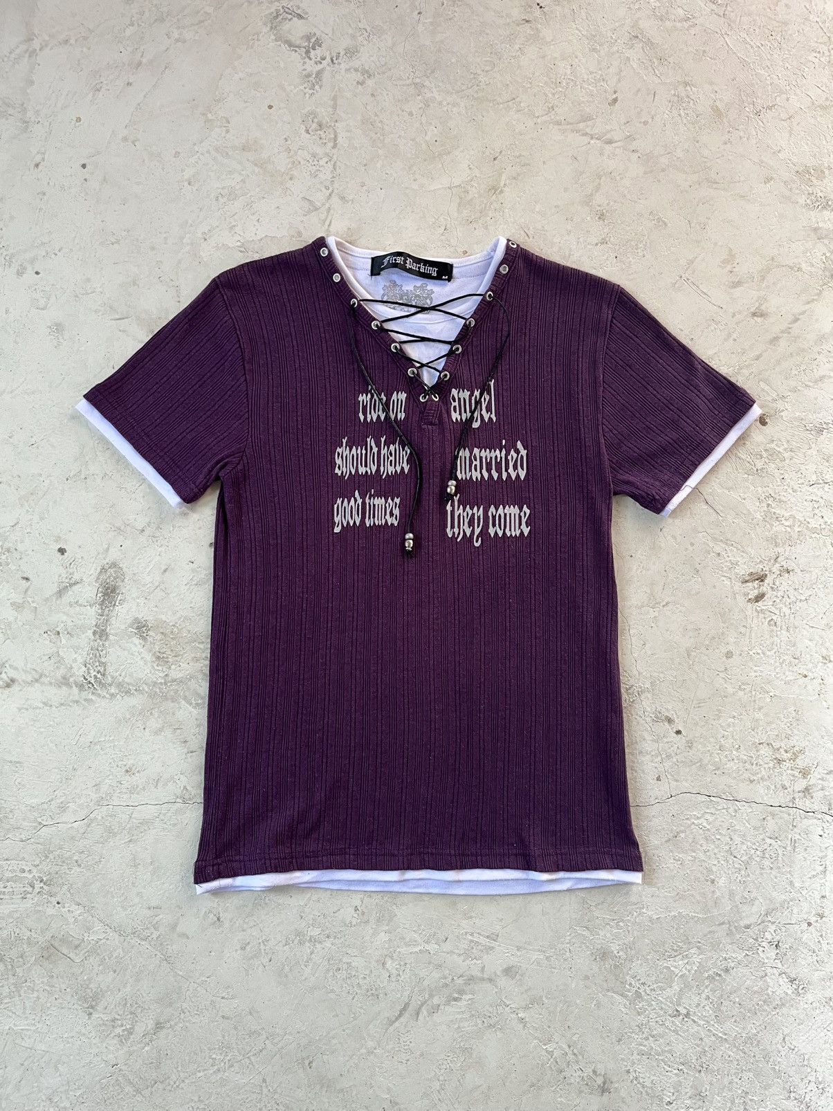 Japanese Brand Japanese Lace Up Layered Poem Tee Size US M / EU 48-50 / 2 - 1 Thumbnail