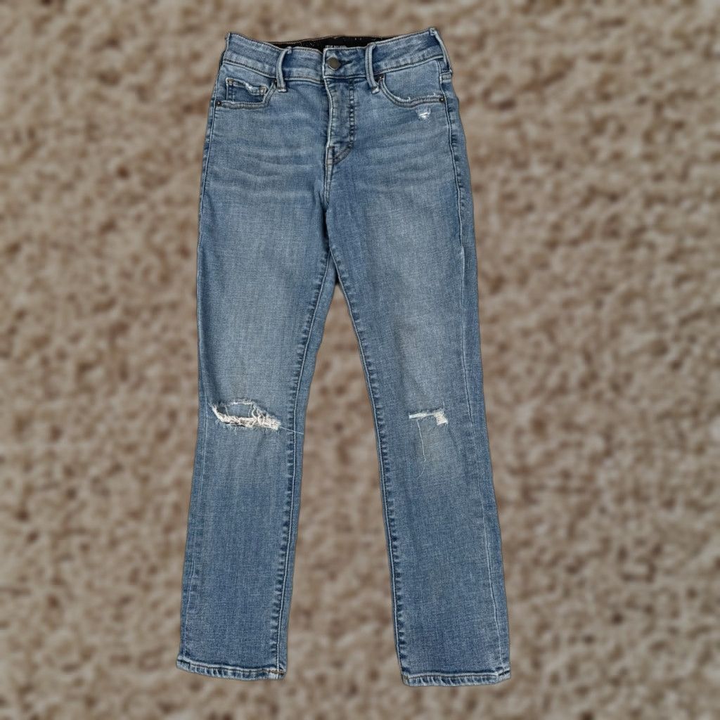 True Religion True Religion Jeans Women 26 Blue Denim Distressed Halle Straight Mid Rise 24x24 Size 26" / US 2 / IT 38 - 1 Thumbnail