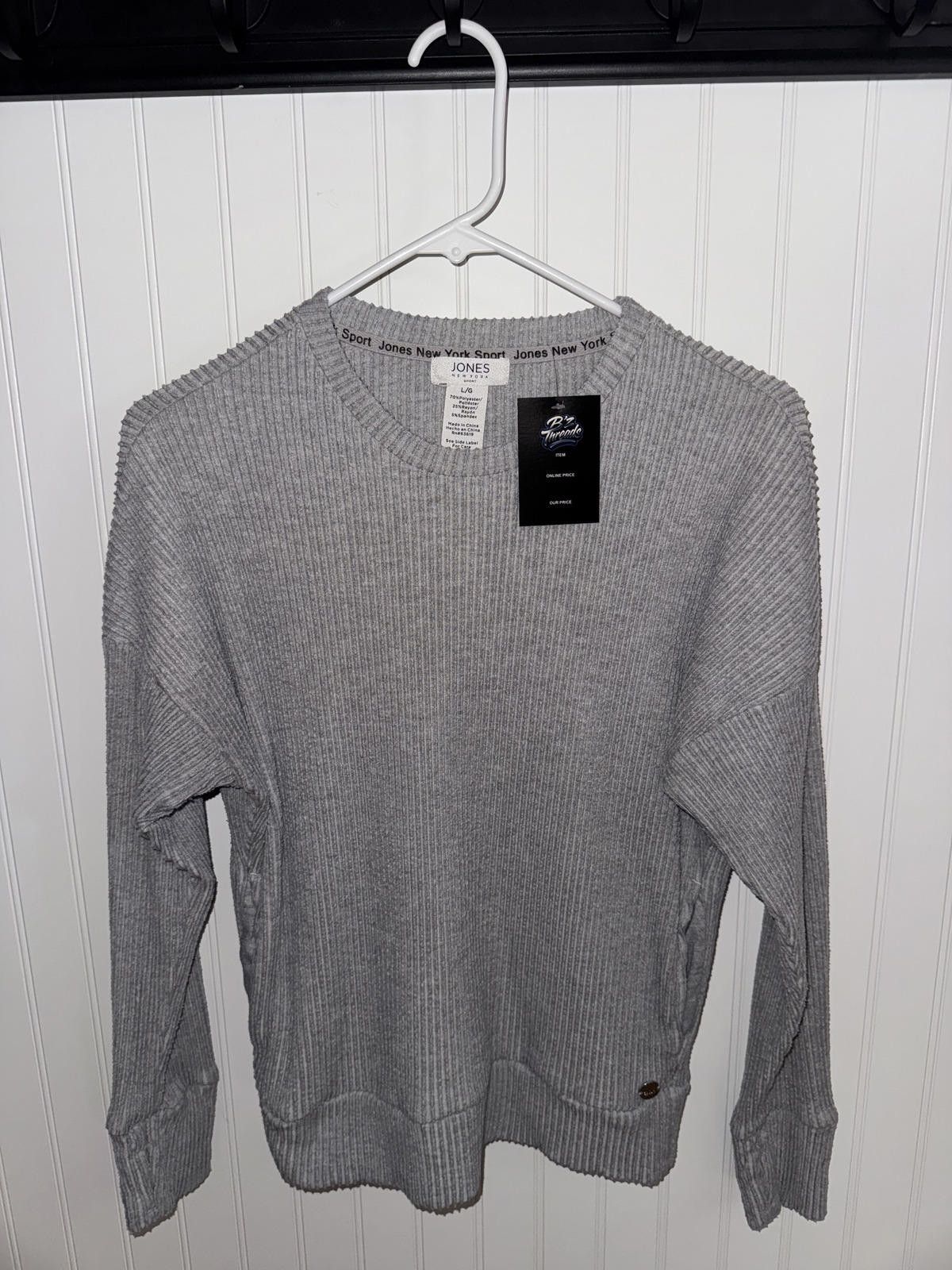 Other Jones New York Sport Gray Ribbed Knit Sweater, Size Large Size L / US 10 / IT 46 - 1 Thumbnail