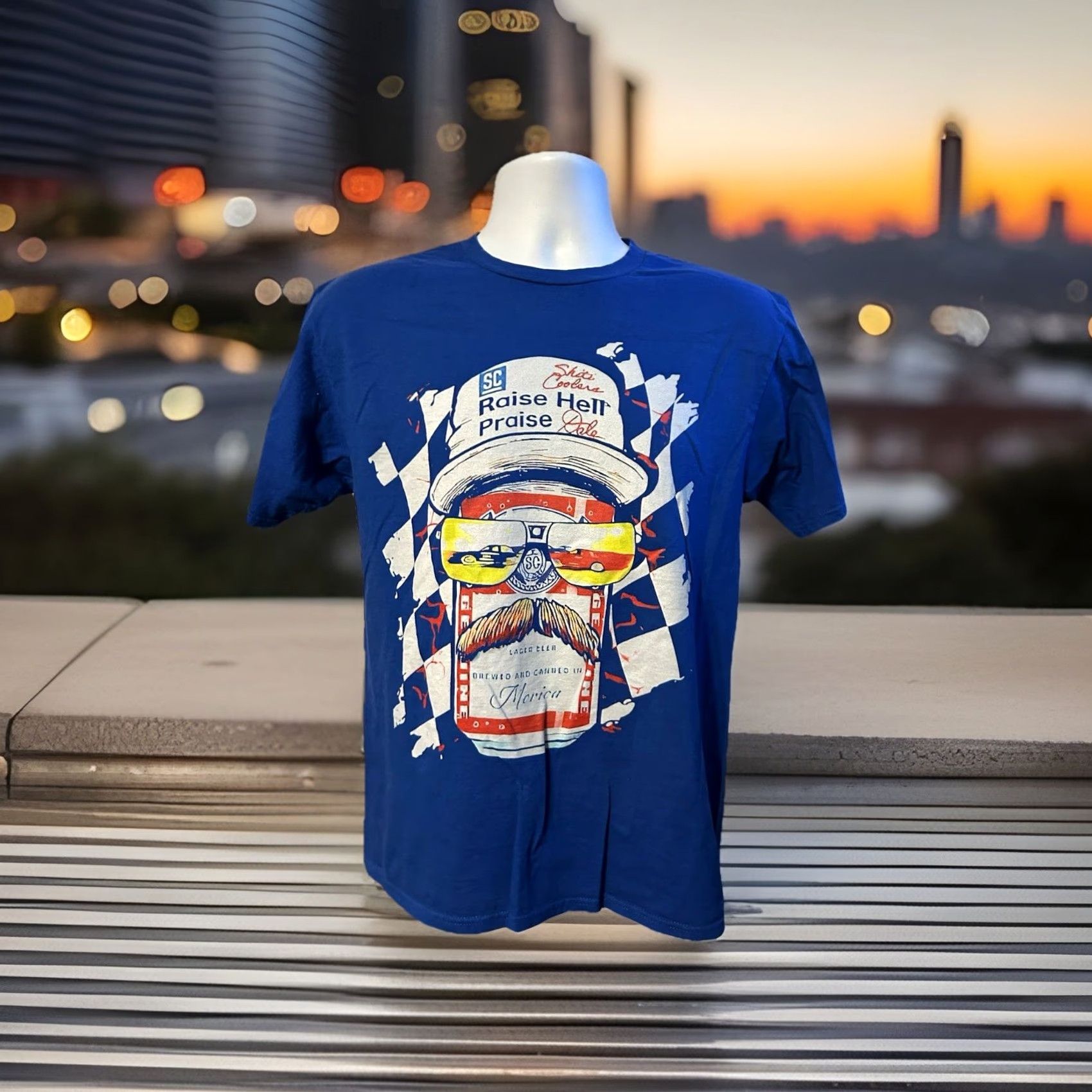 Port & Company Dale Earnhardt Budweiser Raise Hell Praise Dale Shirt Men Medium Blue Port & Company NASCAR Sports Shirt Size US M / EU 48-50 / 2 - 6 Thumbnail