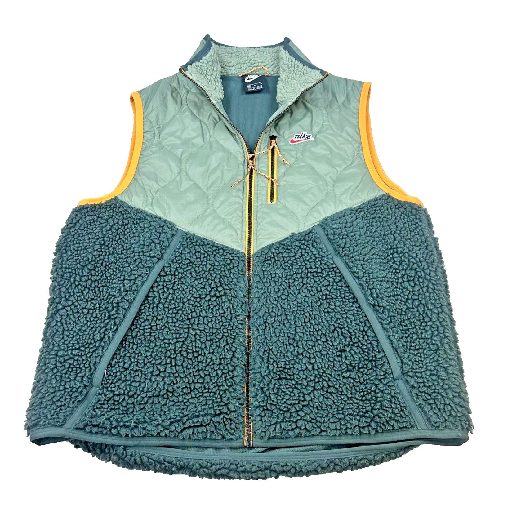 Nike Nike Hybrid Vest Mens M Sherpa Fleece Quilted Outdoor Zip Retro Green Size US M / EU 48-50 / 2 - 3 Thumbnail