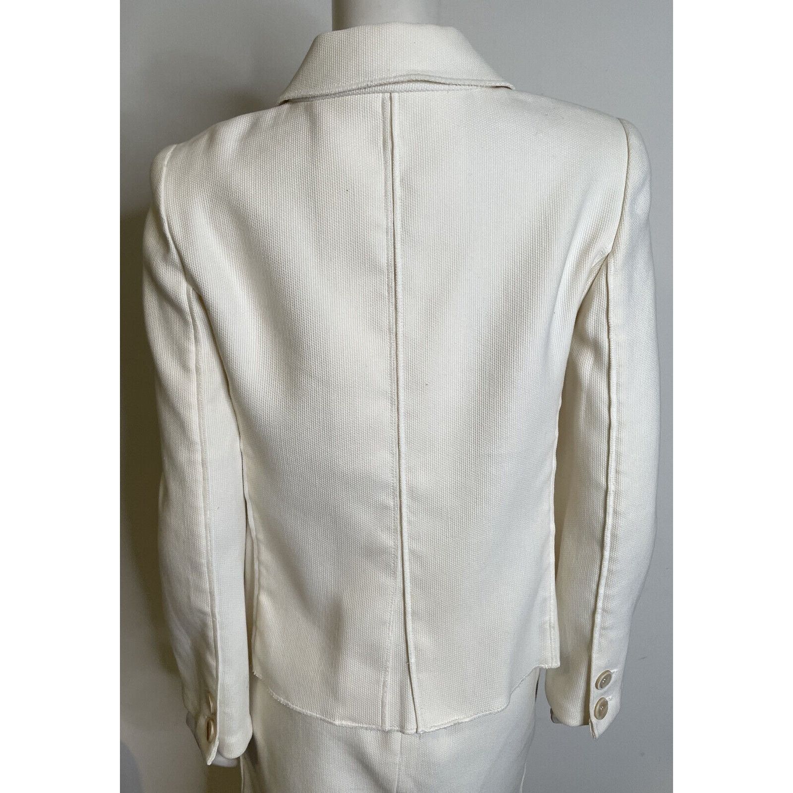 Oscar De La Renta Oscar de la Renta Ivory Woven Cotton Skirt Suit 8 Italy Size M / US 6-8 / IT 42-44 - 7 Thumbnail