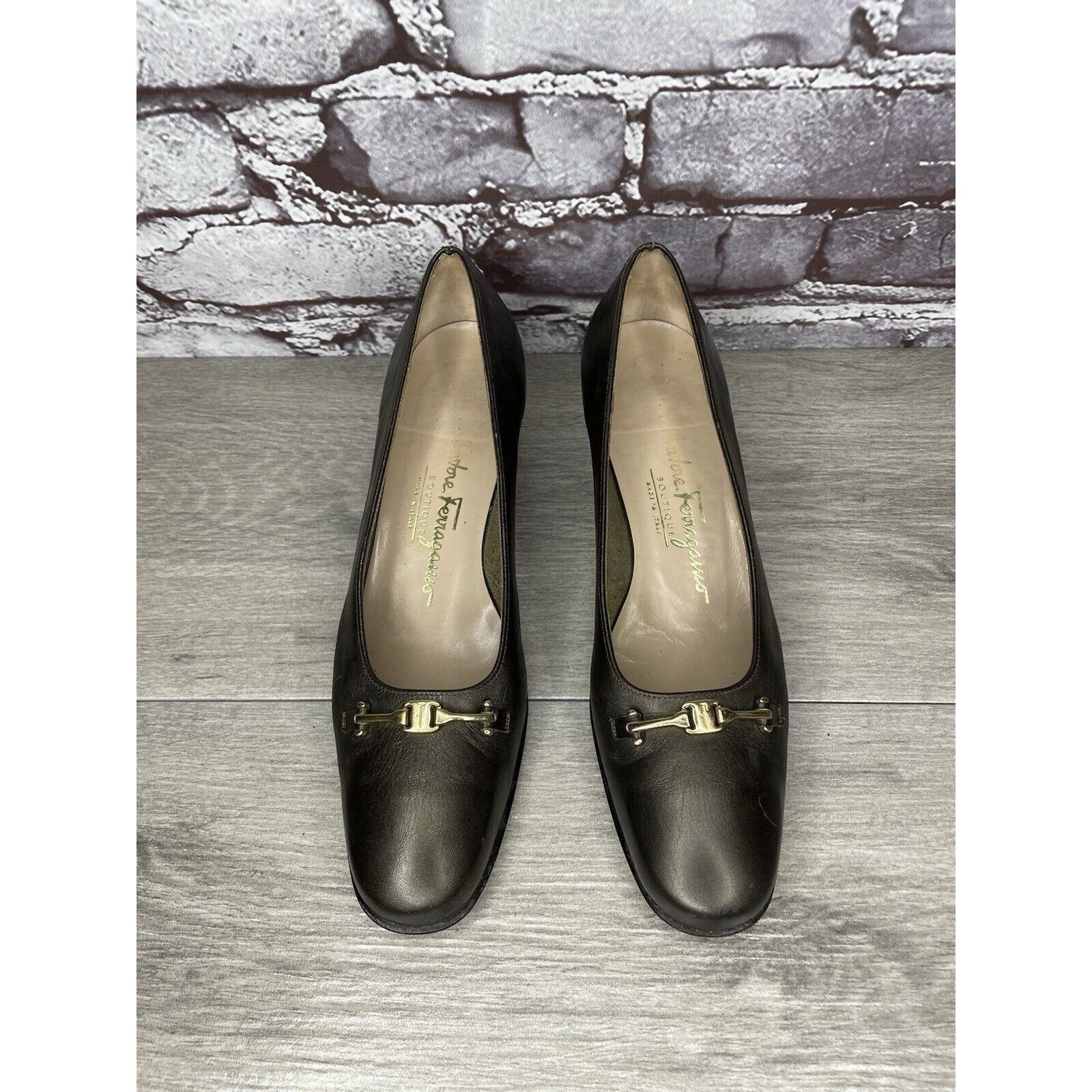 Salvatore Ferragamo Salvatore Ferragamo Brown Leather Horsebit Heeled Pump Shoes Size US 7 / IT 37 - 2 Thumbnail