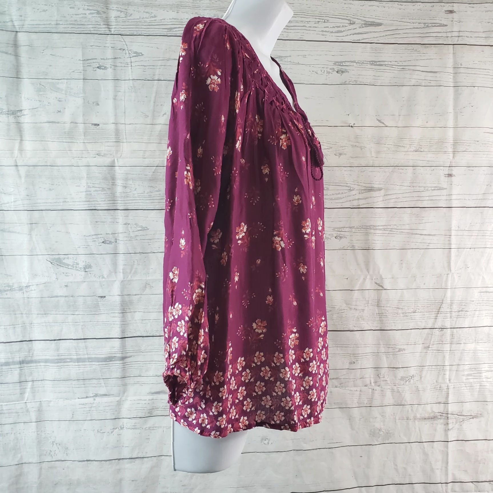 Lucky Brand Lucky Brand Womens Top XS Purple Pink Floral 3/4 Sleeve Viscose Blouse Tunic Women XS Pink Floral 3/4 Sleeve Viscose Lucky Brand Womens Top Size XS / US 0-2 / IT 36-38 - 3 Thumbnail