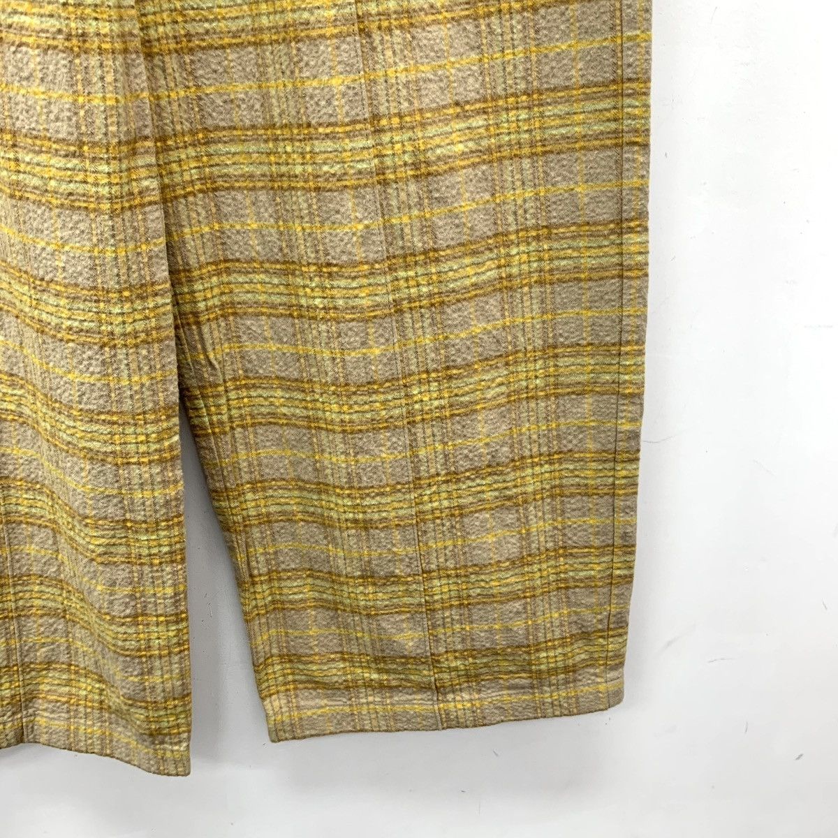 Acne Studios Acne Studios Yellow Plaid Cotton Casual Wide-Leg Pants K26WX Size 26" / US 2 / IT 38 - 5 Thumbnail