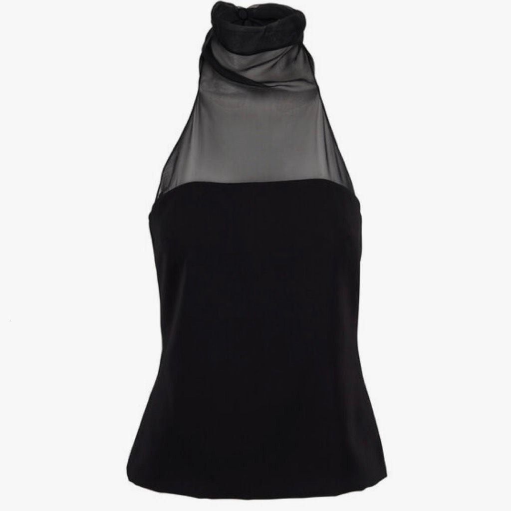 Other CUSHNIE Blouse Chiffon Halter Neck Open Back Black Top Size Size XS / US 0-2 / IT 36-38 - 1 Thumbnail