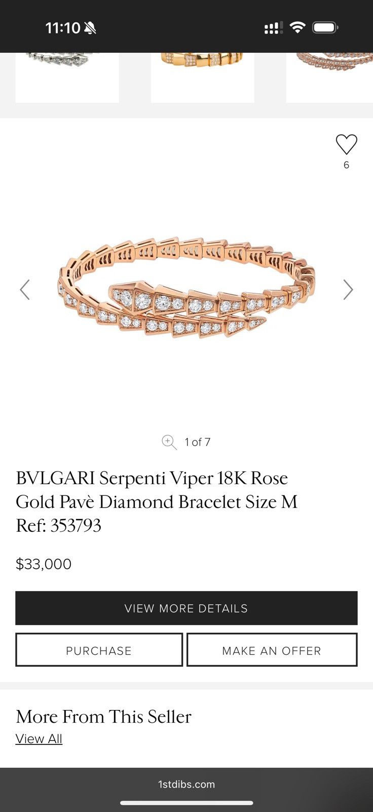 Bvlgari BVLGARI Serpenti Viper 18K Rose Gold Pavè Diamond Bracelet Size ONE SIZE - 6 Thumbnail