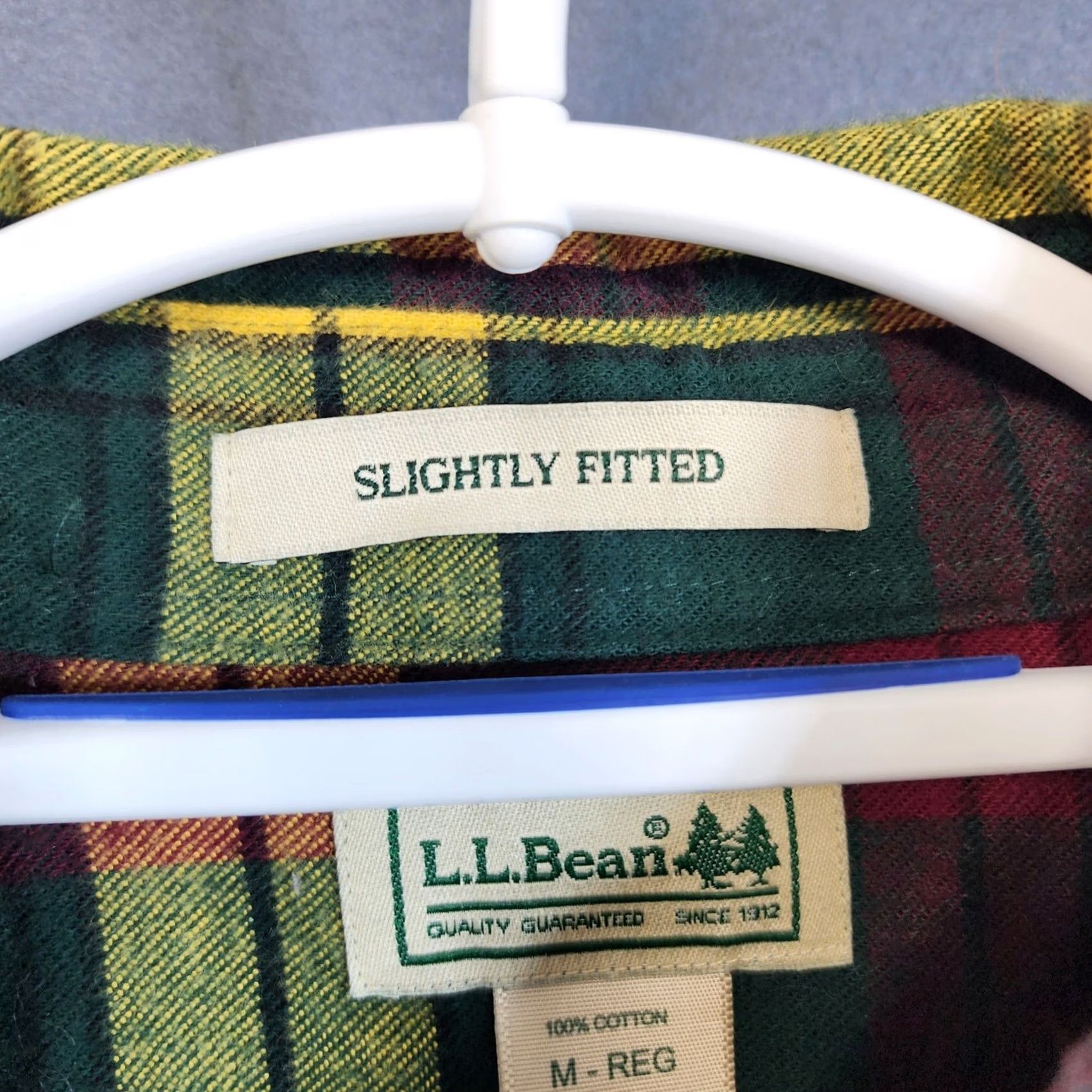 Vintage LL Bean Mens Medium Scotch Plaid Flannel Shirt Slightly Fitted Green Yellow Size US M / EU 48-50 / 2 - 4 Thumbnail