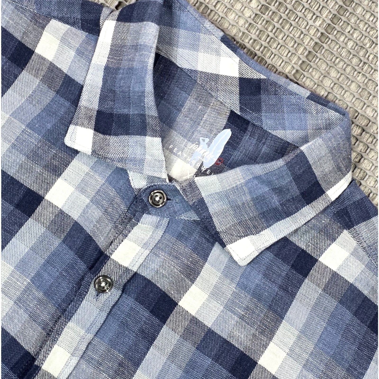 johnnie-O johnnie-O Mens Shirt XL Linen Blend Button-Up Shadow Plaid Roth Size US XL / EU 56 / 4 - 4 Thumbnail