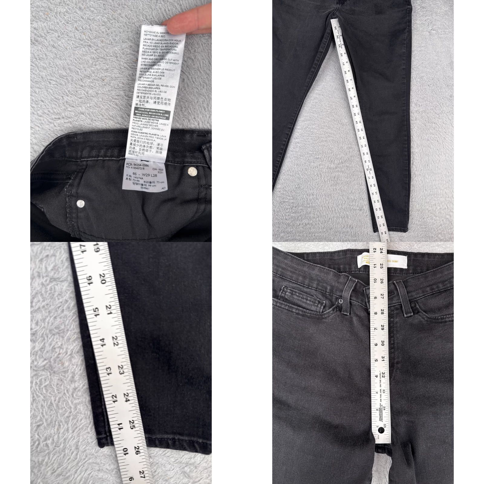 Levi's Levis Jeans Women 29 Black Denim Mid Rise Skinny Cotton Blend 29x28 Jeans Women's Black 29 28 Levi's Skinny Modern 5-Pocket Mens? Size 29" - 8 Thumbnail