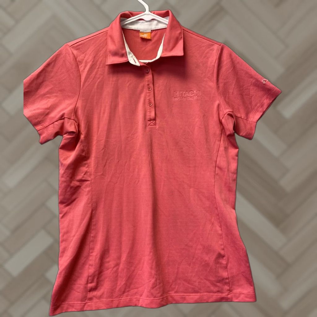 Puma PUMA Women Pullover Polo Shirt 1/4 Button Short Sleeve Logo Coral Size L 52-59 Regular Fit Casual Sleeve Size L / US 10 / IT 46 - 1 Thumbnail