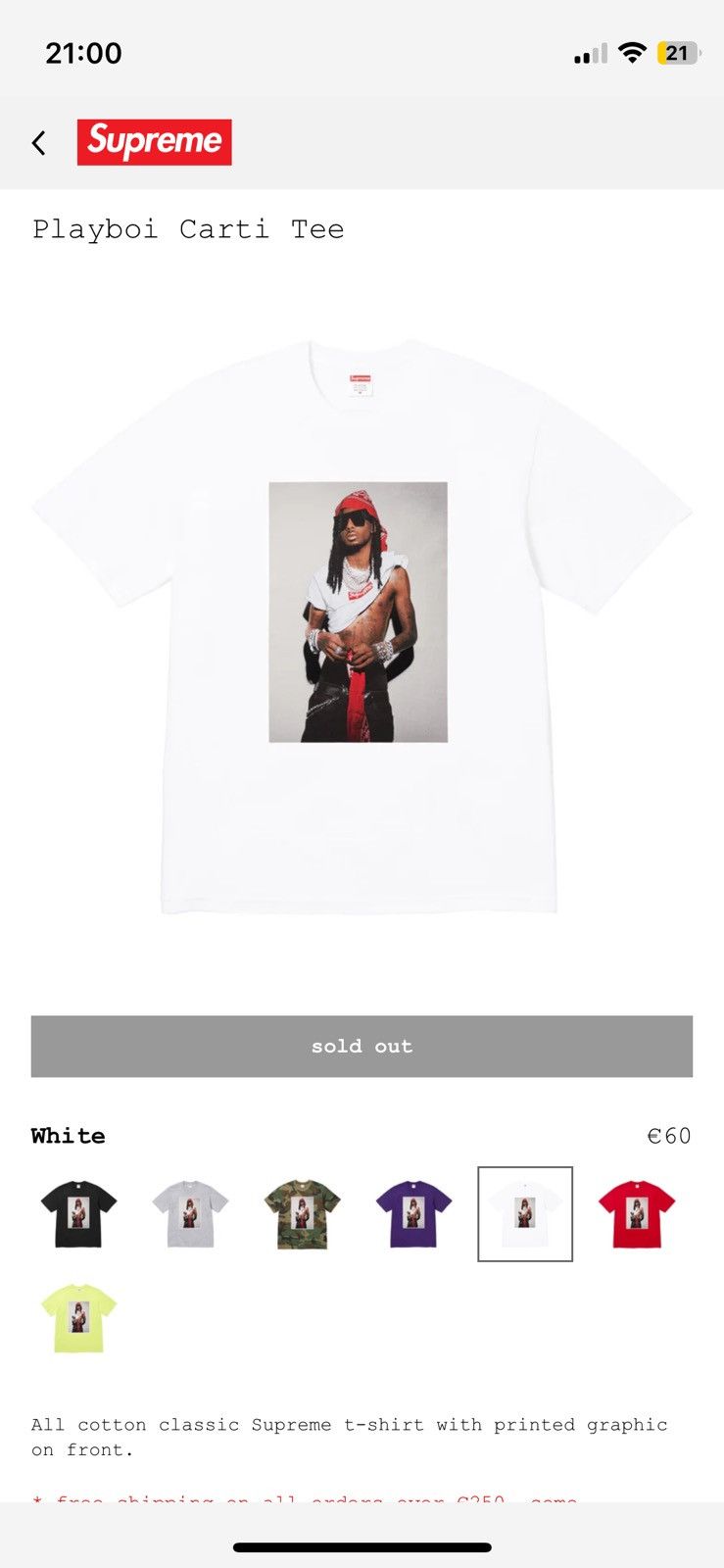 Supreme supreme playboi carti tee Size US L / EU 52-54 / 3 - 1 Preview