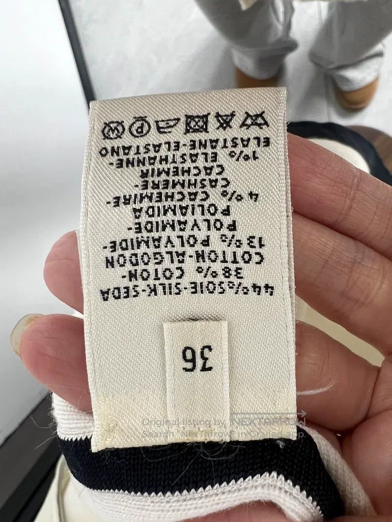 Hermes Hermes White and Black Knit Open Cardigan, 44% Silk + 56% Size XS / US 0-2 / IT 36-38 - 4 Thumbnail