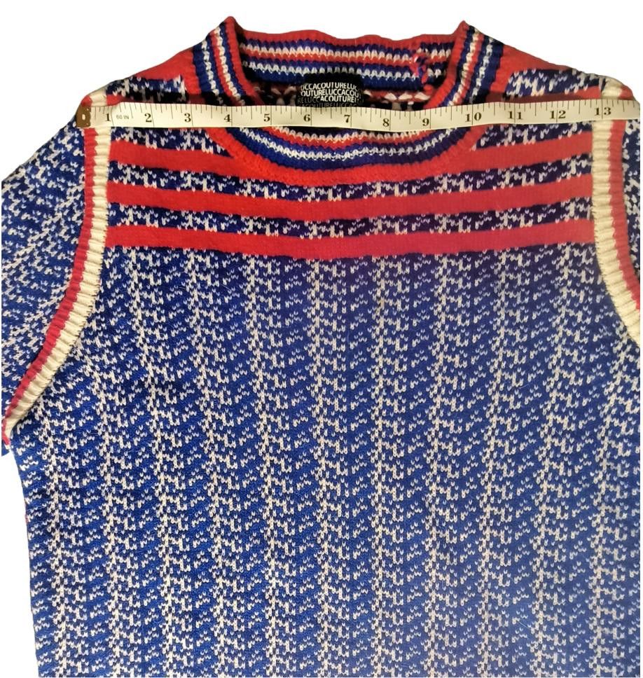 Designer Vintage Lucca Couture Women's Blue Knit Sweater Size M Size M / US 6-8 / IT 42-44 - 11 Thumbnail