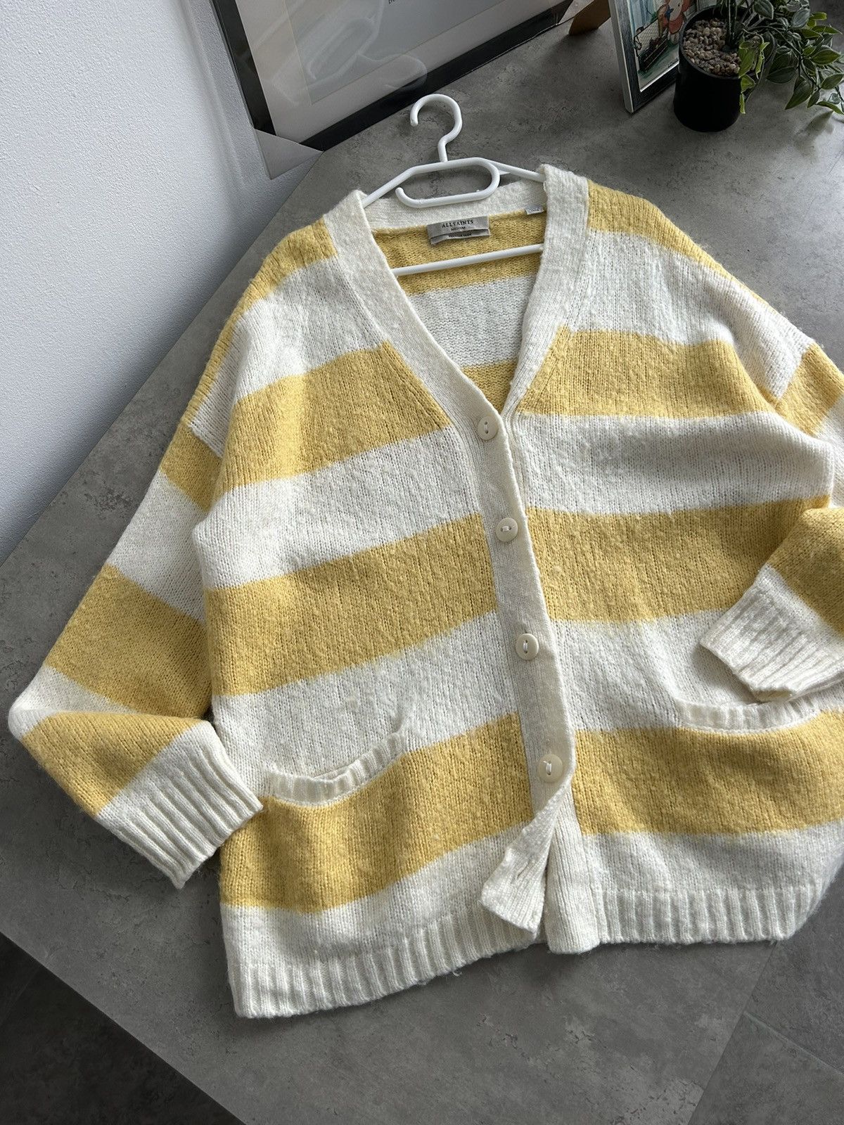 Allsaints AllSaints Lou Cardigan Yellow / Cream Wool Size M / US 6-8 / IT 42-44 - 7 Thumbnail