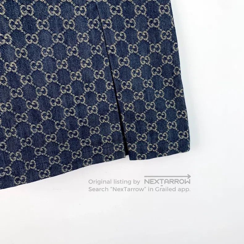 Gucci Gucci Dark blue logo jacquard full-print wool casual denim Size 24" / US 00 / IT 34 - 4 Thumbnail