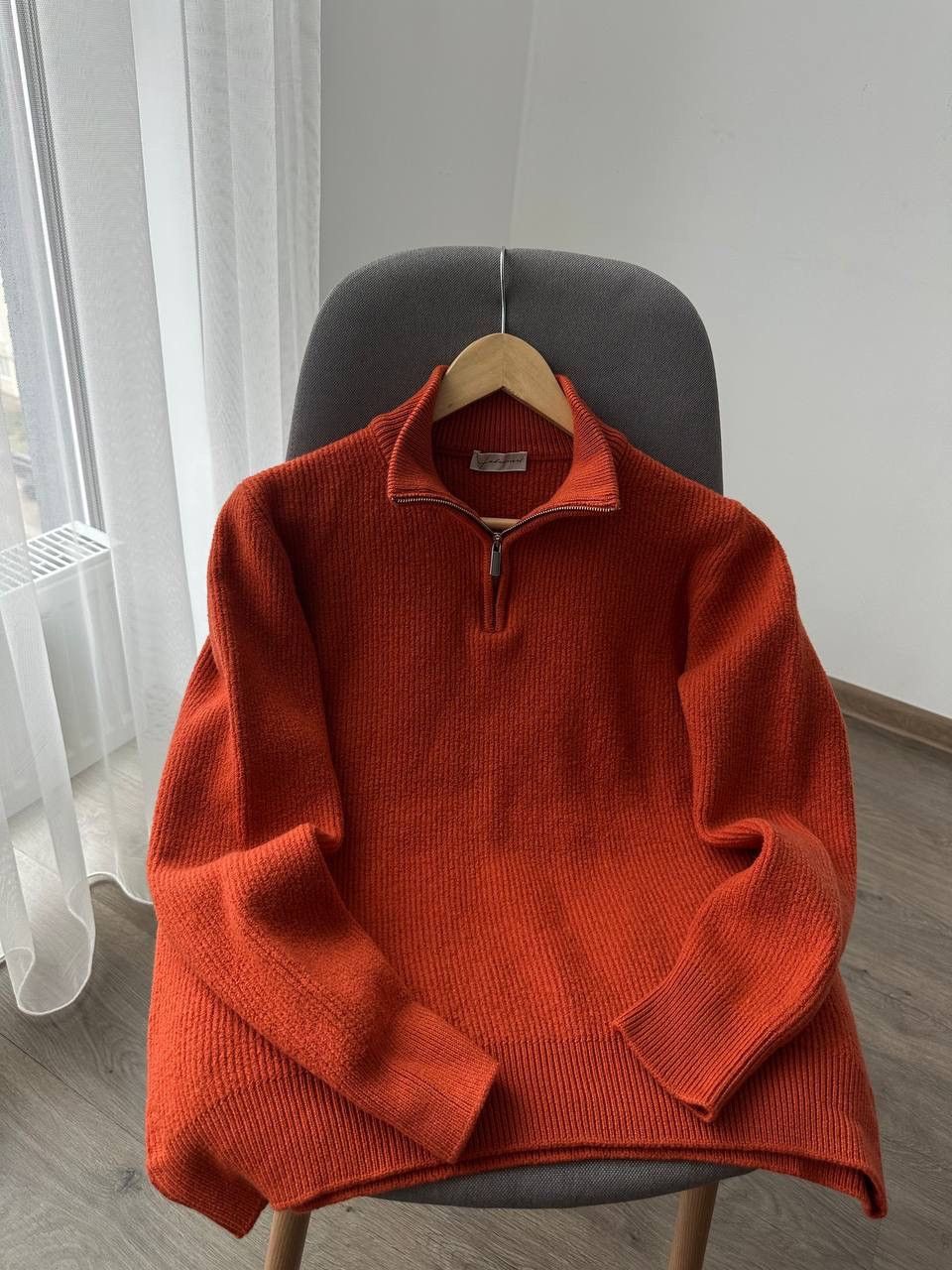 Japanese Brand × Vintage Vintage Faconeri Marino Wool Pullover 1/4 zip Orange Sweater Size US M / EU 48-50 / 2 - 12 Thumbnail
