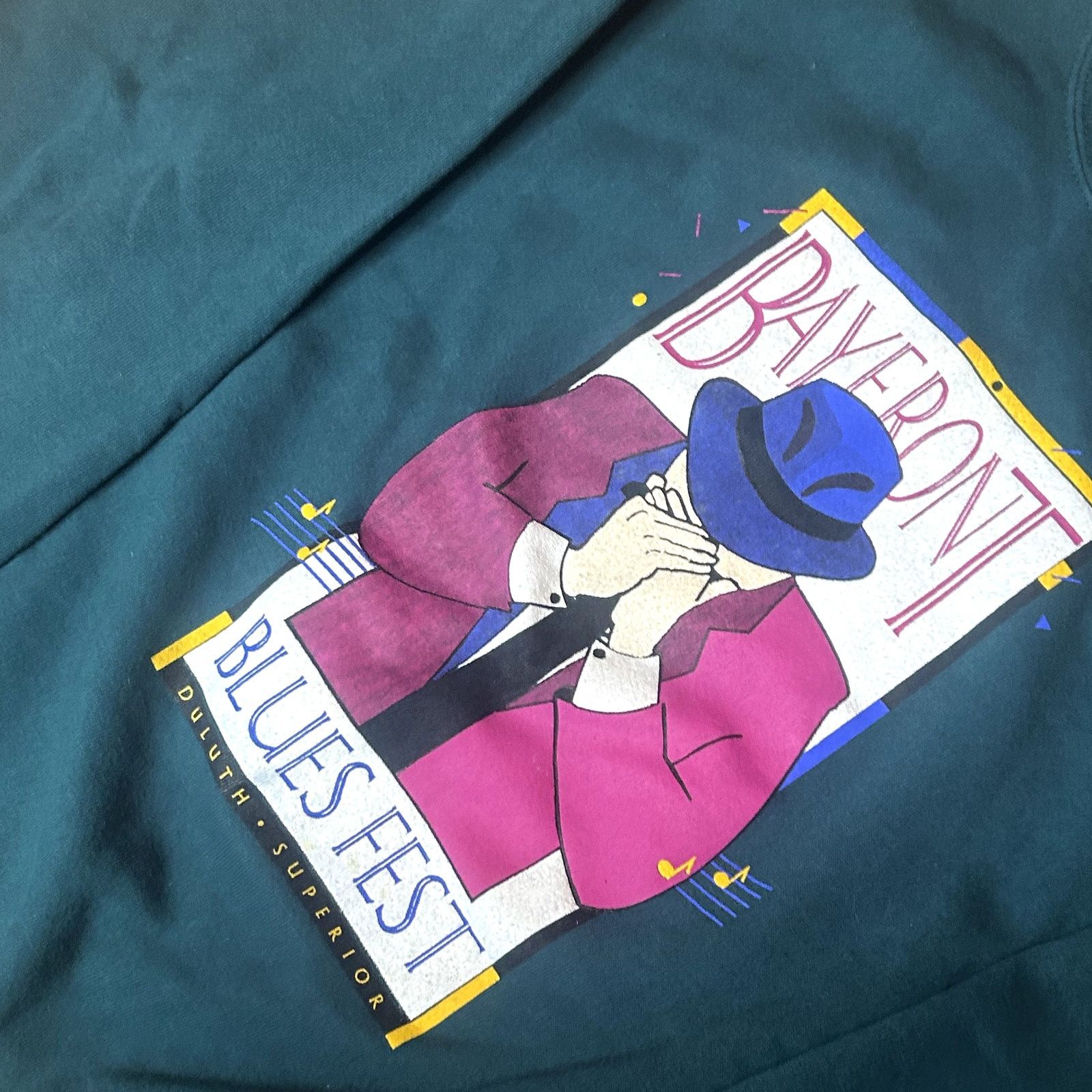 Jerzees Vintage 90s Bayfront Jazz Crewneck Large Size US L / EU 52-54 / 3 - 3 Thumbnail