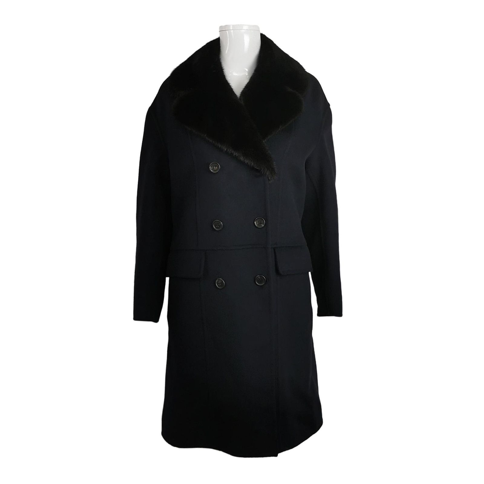 Prada Prada Wool Blend Double-Breasted Coat 0079 Size US S / EU 44-46 / 1 - 1 Thumbnail