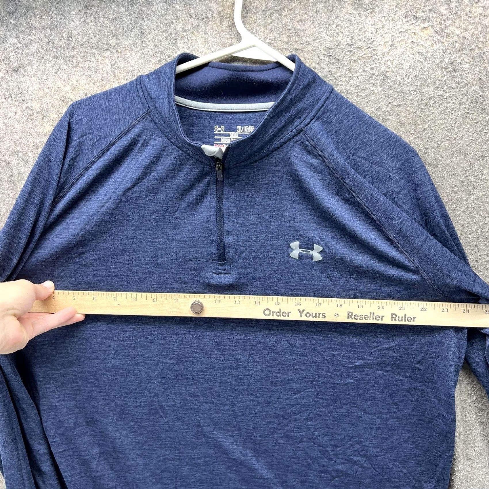 Under Armour Under Armour Pullover Mens XL Blue HeatGear 1/4 Zip Long Sleeve Raglan Sleeve Mock Neck Lightweight Moisture Wicking Gym & Training Size US XL / EU 56 / 4 - 5 Thumbnail