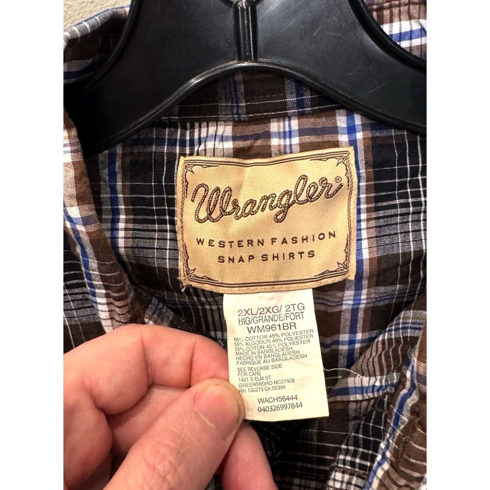 Wrangler Wrangler Western Brown Blue Plaid LONG SLEEVE SHIRT 2XL XXL Mens Size US XXL / EU 58 / 5 - 5 Thumbnail