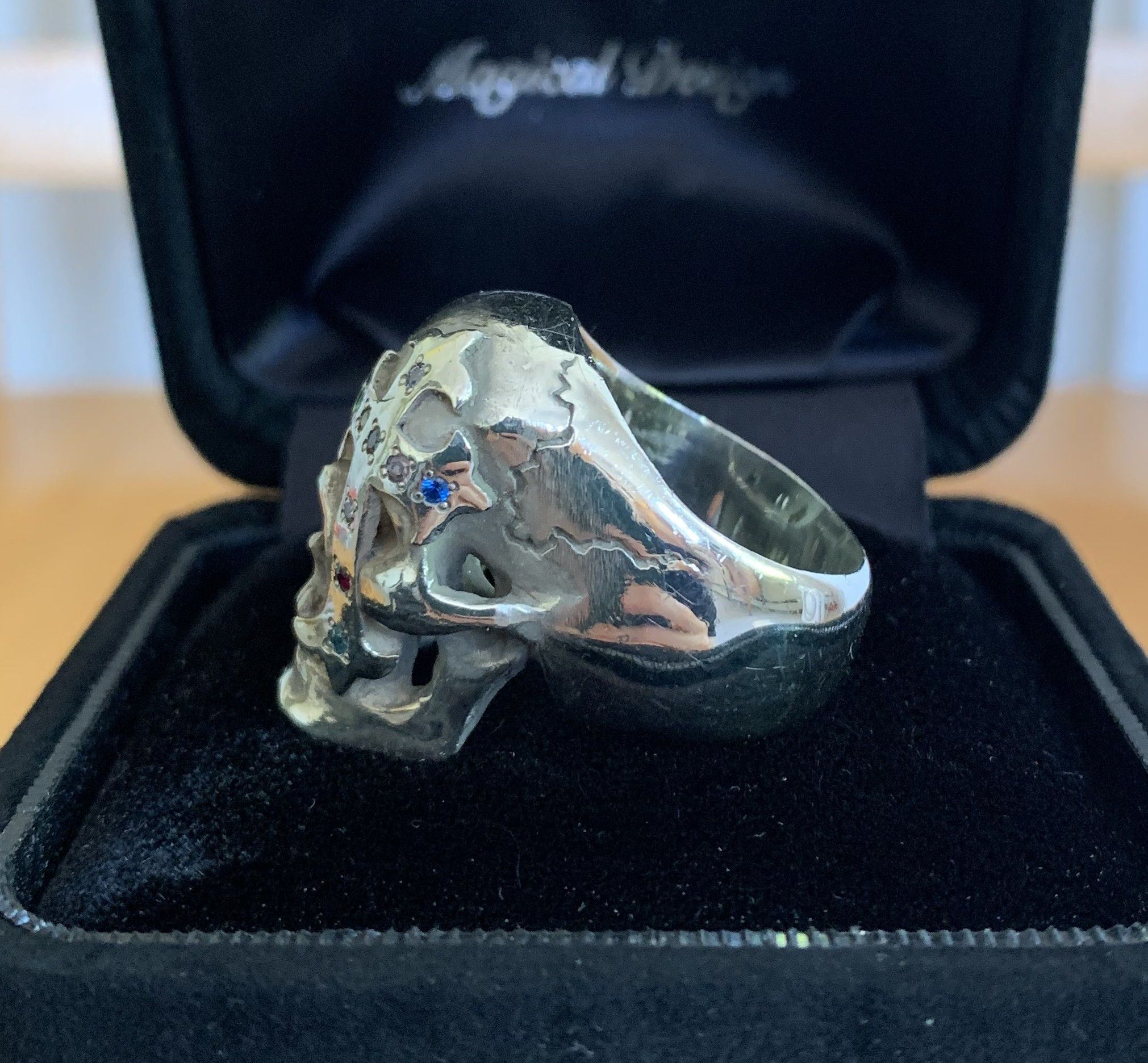 Number (N)ine SS05 "Nightcrawler" Bejeweled Silver Skull Ring w/ box Size ONE SIZE - 3 Thumbnail