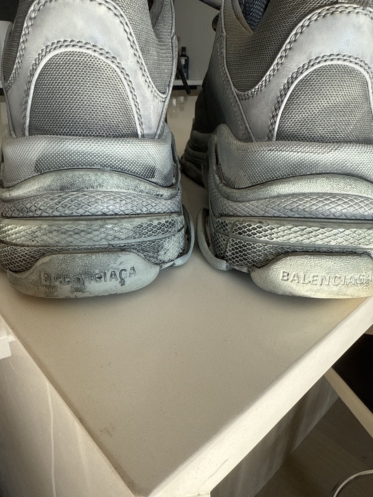 Balenciaga Balenciaga Triple S grey distressed sneakers Size US 12 / EU 45 - 13 Thumbnail