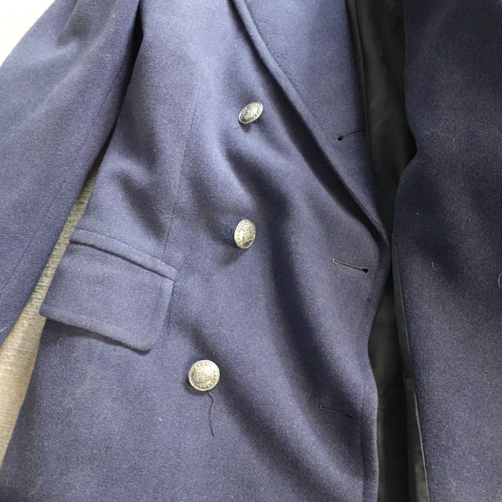 Vintage VINTAGE Circle Clothing Coat Overcoat 38L Blue Wool 100% Solid 1950 Made in USA Men Size US XXS / EU 40 - 2 Thumbnail
