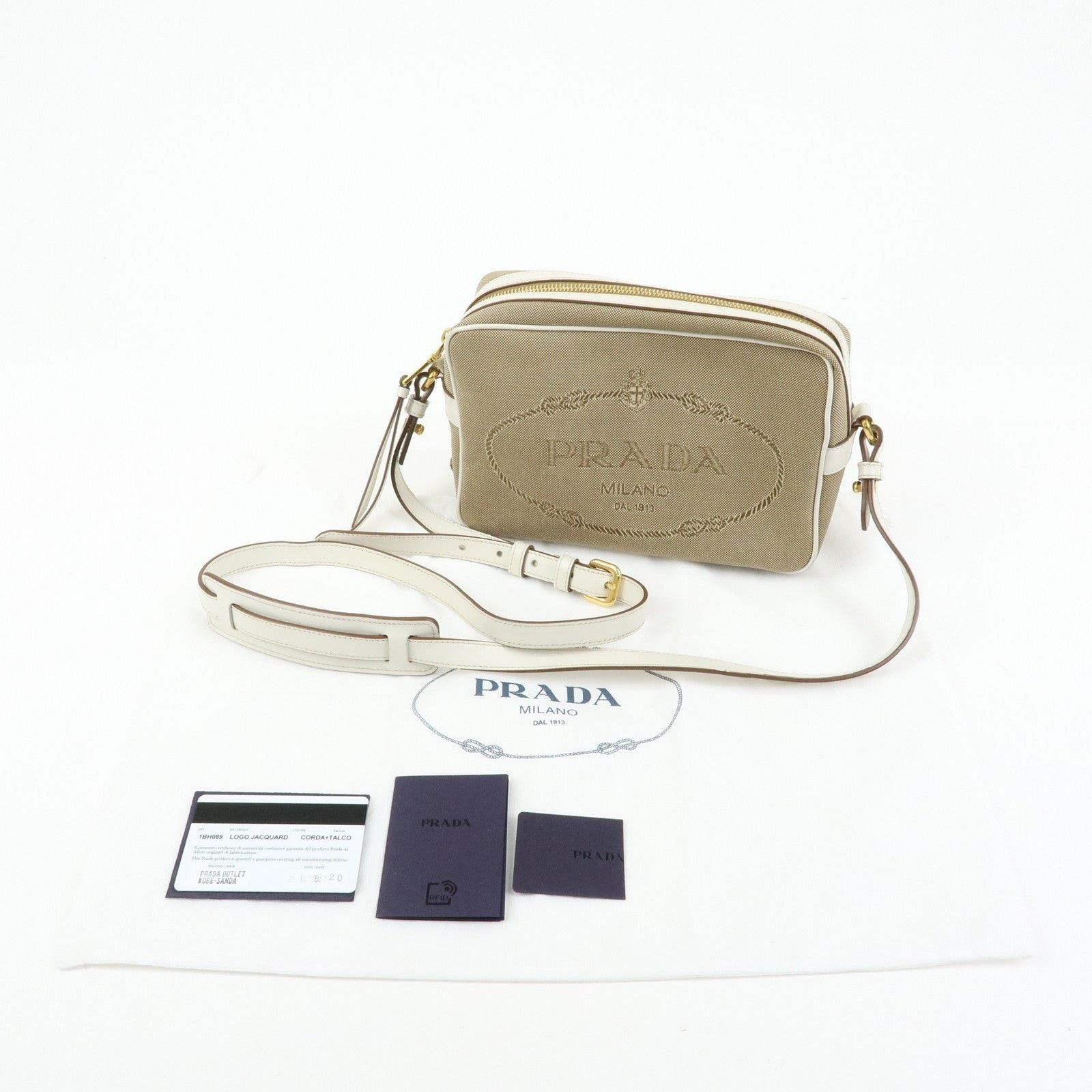 Prada Prada Logo Jacquard Shoulder Bag Tan Size ONE SIZE - 8 Thumbnail