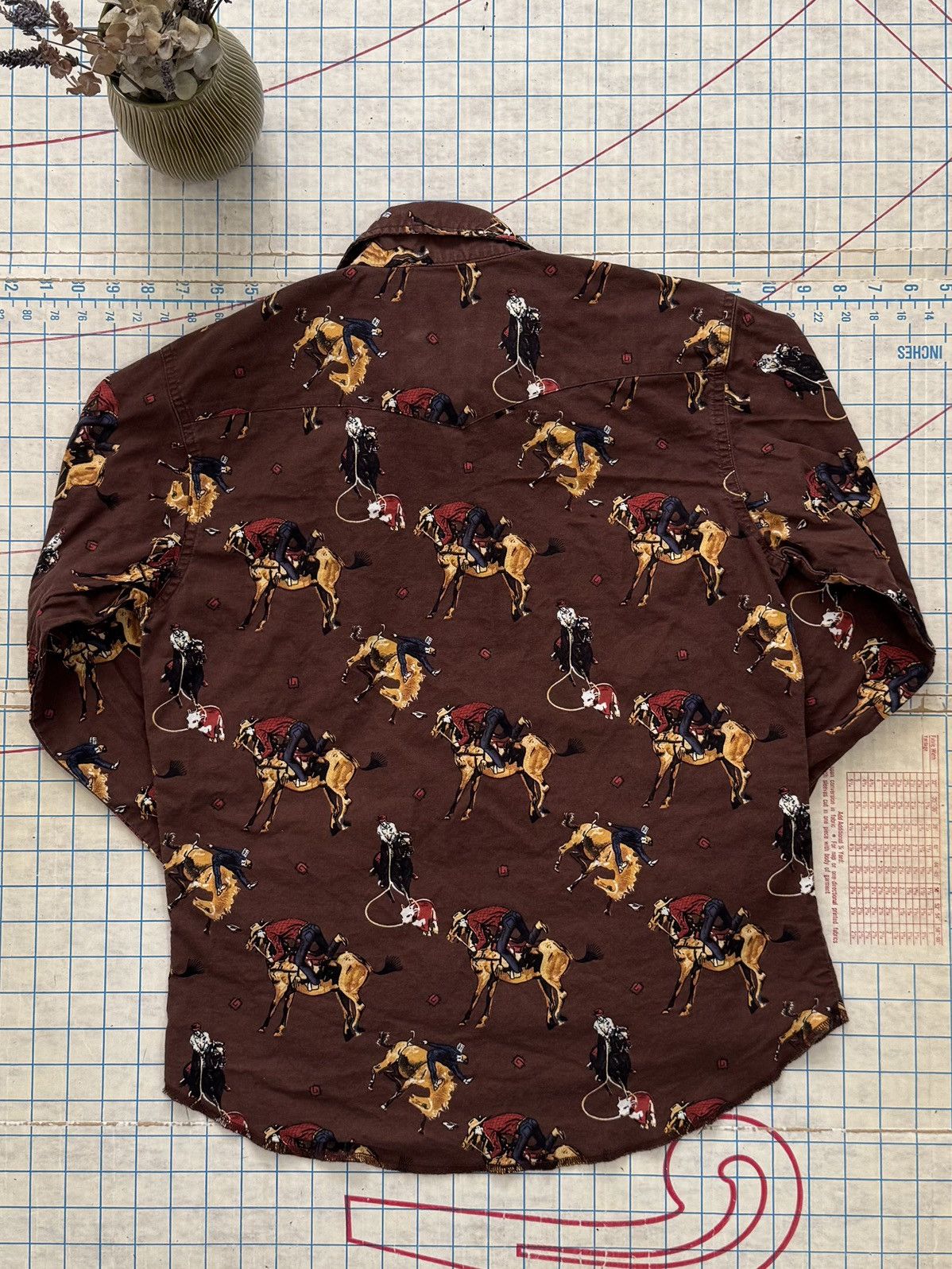 Rustler × Vintage × Wrangler Vintage Rustler by Wrangler Pearl Snap Button Up Brown Size S / US 4 / IT 40 - 8 Thumbnail