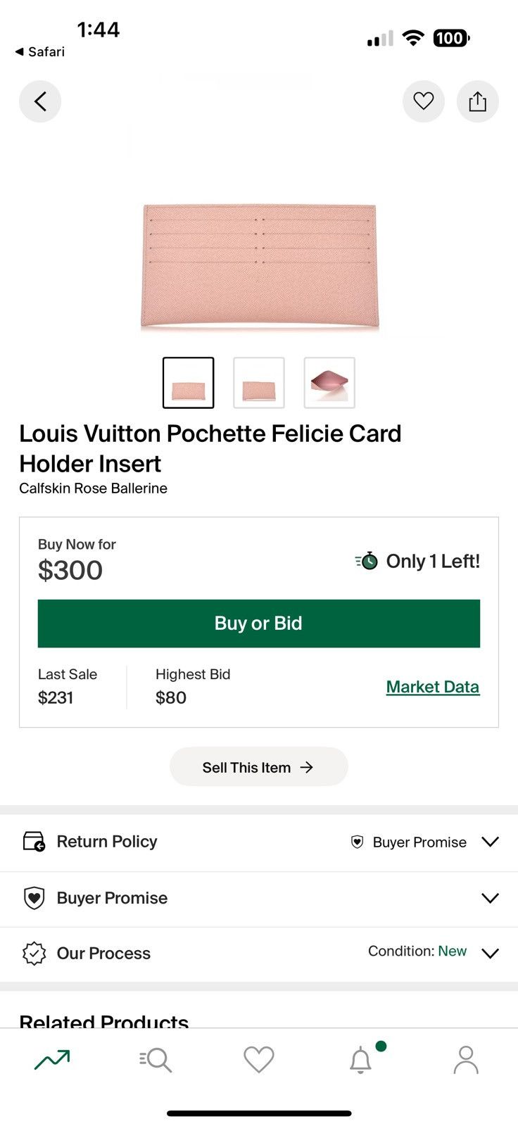 Louis Vuitton Louis Vuitton Pink Felicie Card Insert Size ONE SIZE - 4 Thumbnail