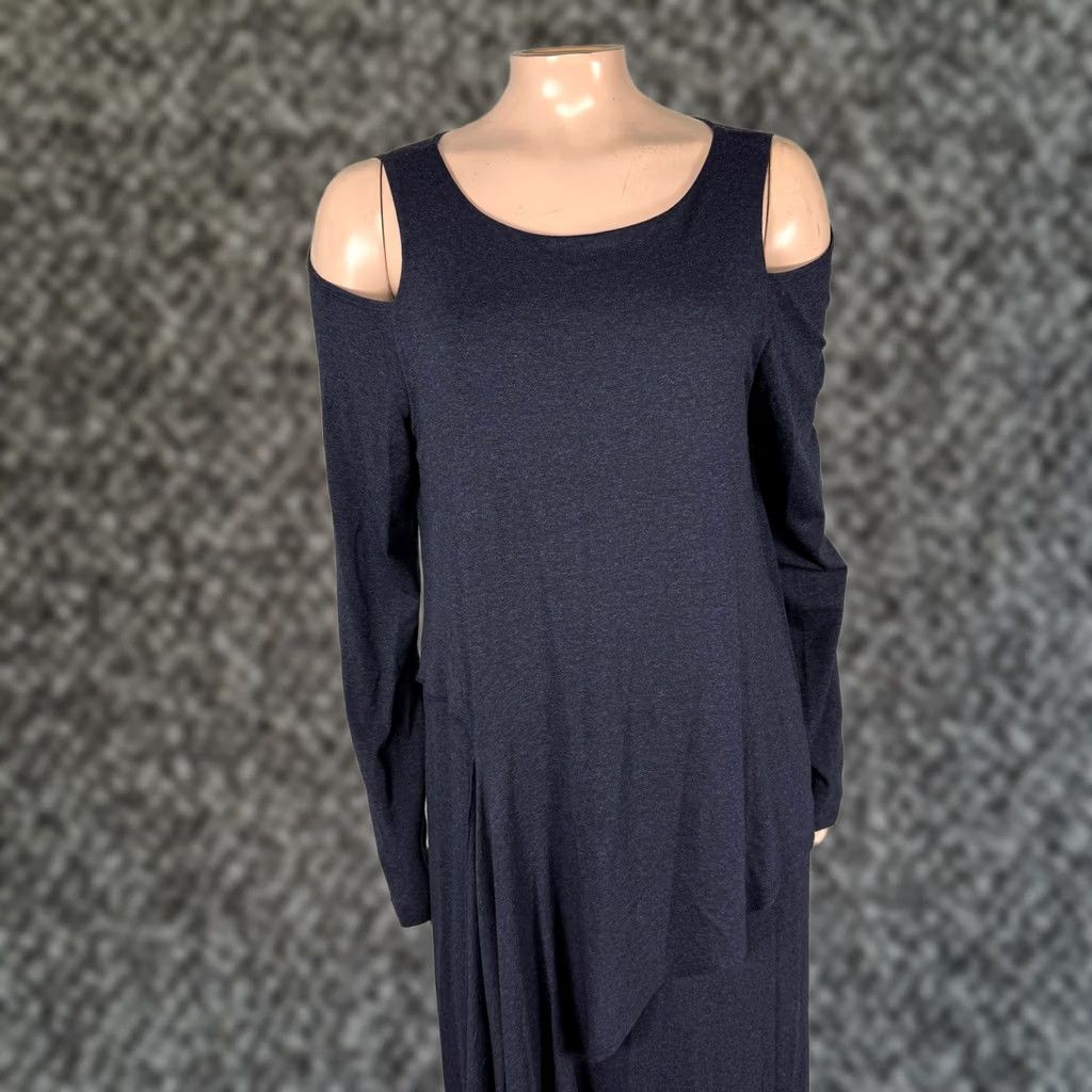 Vintage Testimony Los Angeles Women's Dress Shirt? No, Boho Cotton Navy Knee Length L Long Sleeve Casual Vintage? (Select best fit) Size L / US 10 / IT 46 - 1 Thumbnail