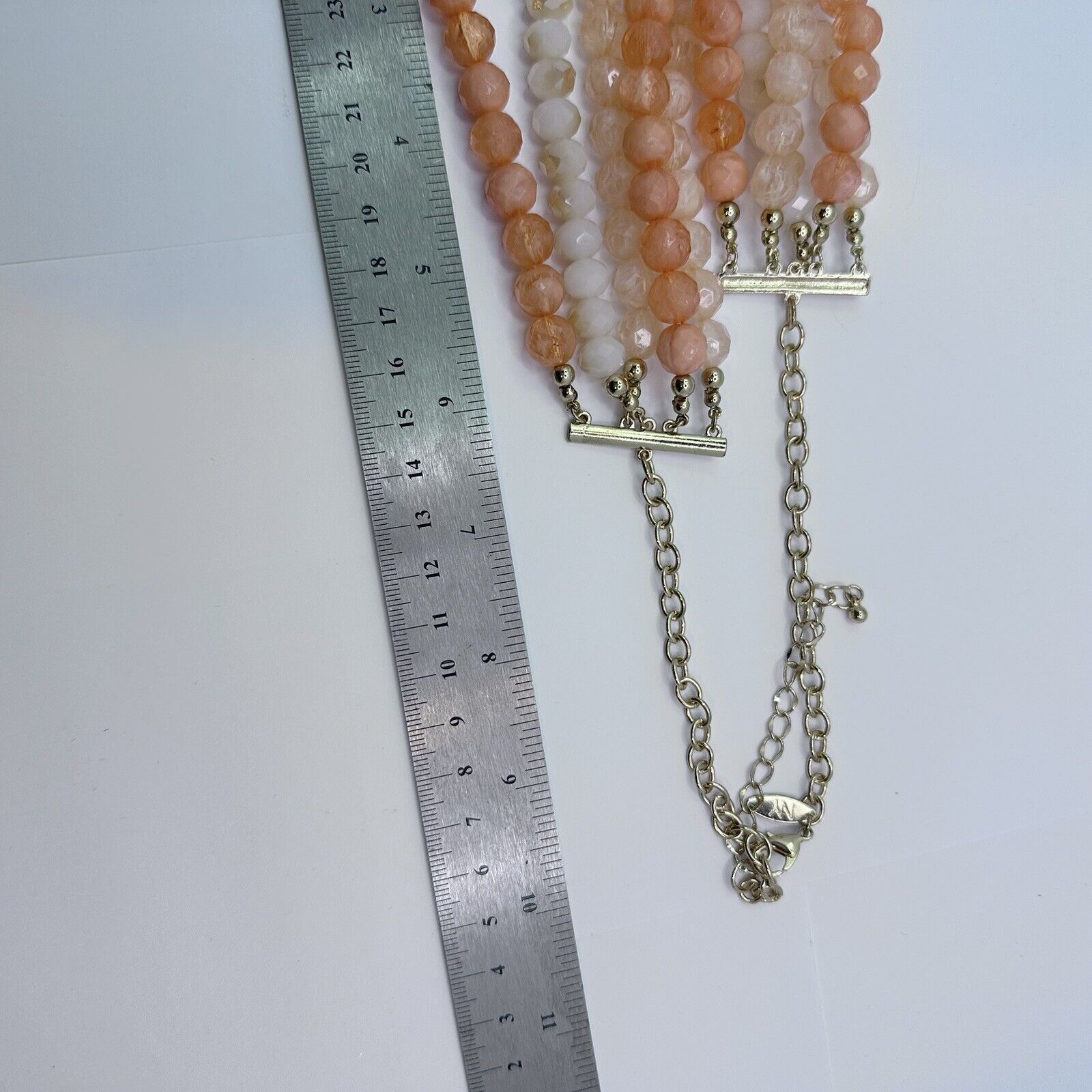 Lourdes NY Signed Multi Strand Necklace Peach Cream Faceted Beads Size ONE SIZE - 10 Thumbnail