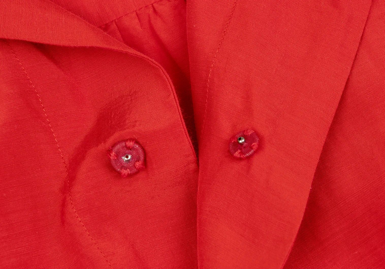 Yohji Yamamoto Yohji Yamamoto Gathered Open Collar Shirt Red Size US M / EU 48-50 / 2 - 4 Thumbnail
