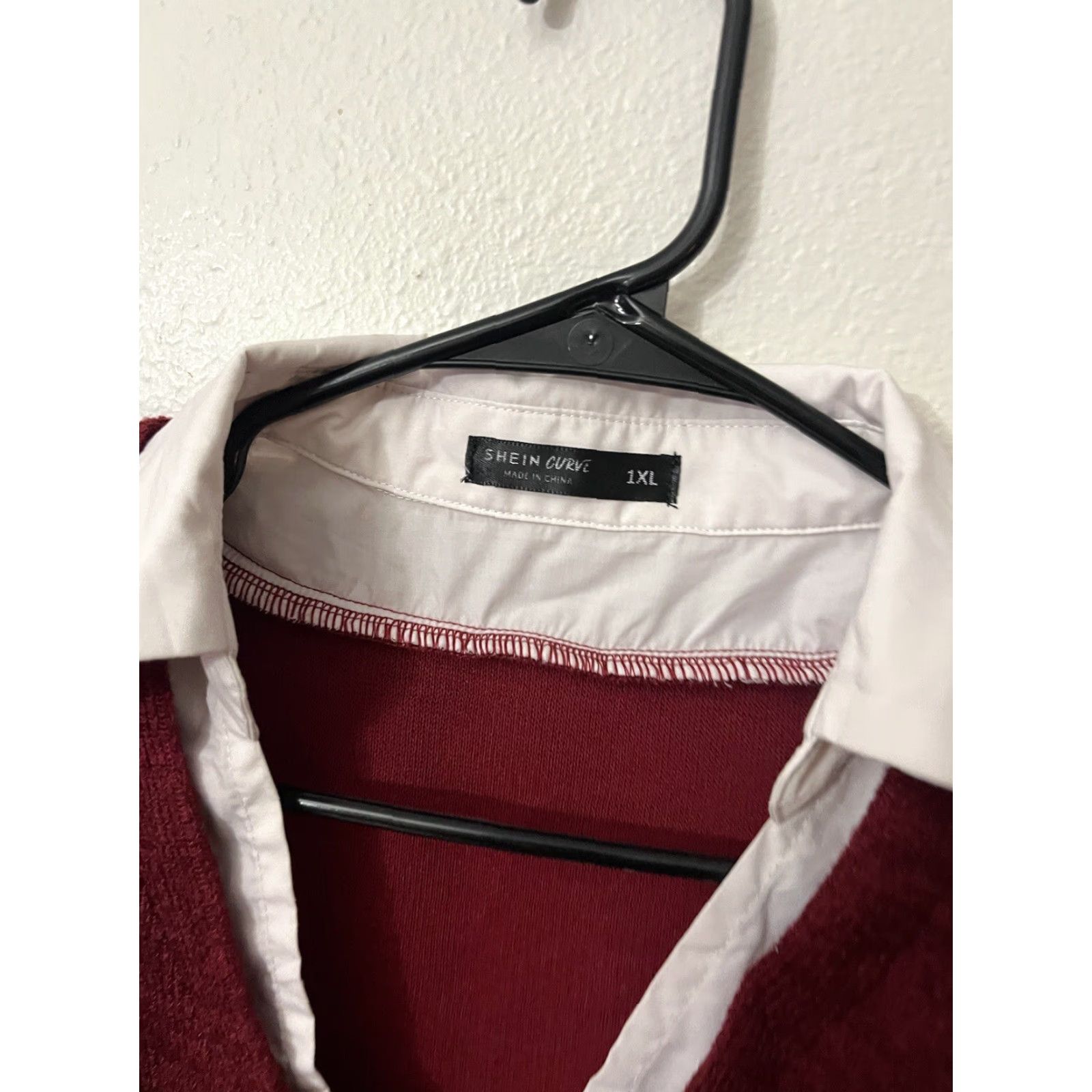 Shein SheIn Curve Maroon Long Sleeve Faux Layered Tunic Top 1XL Women's Size XL / US 12-14 / IT 48-50 - 3 Thumbnail
