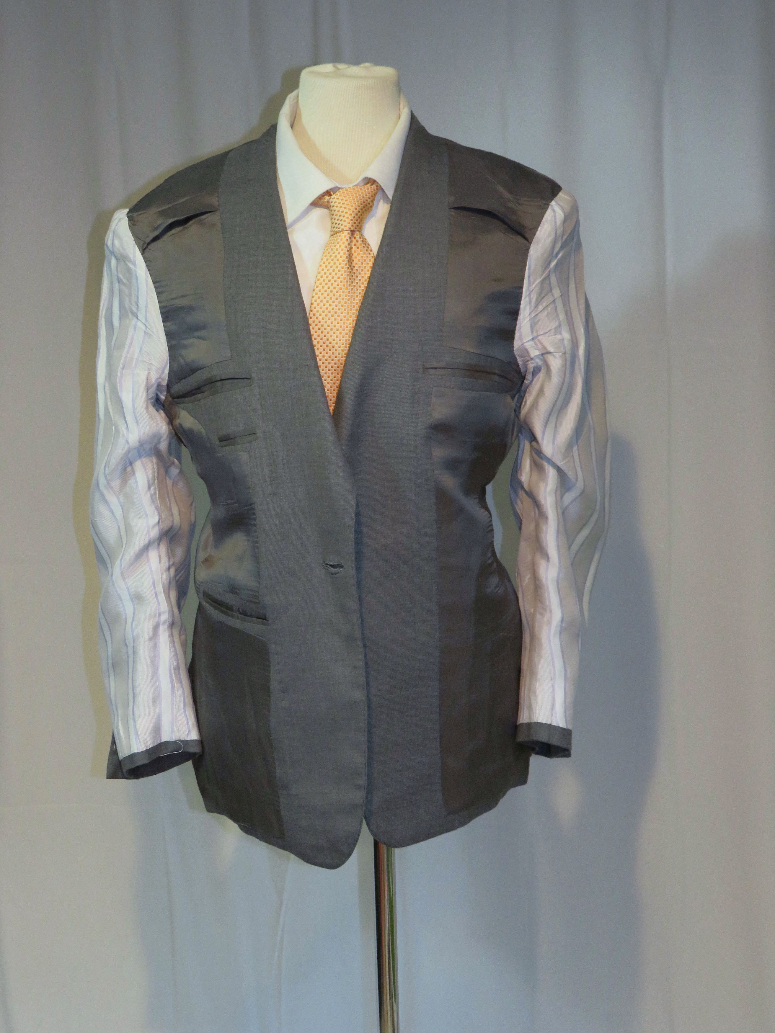 Huntsman × Savile Row Bespoke 2022 Solid Gray One Button Suit 34S Size 34S - 14 Thumbnail