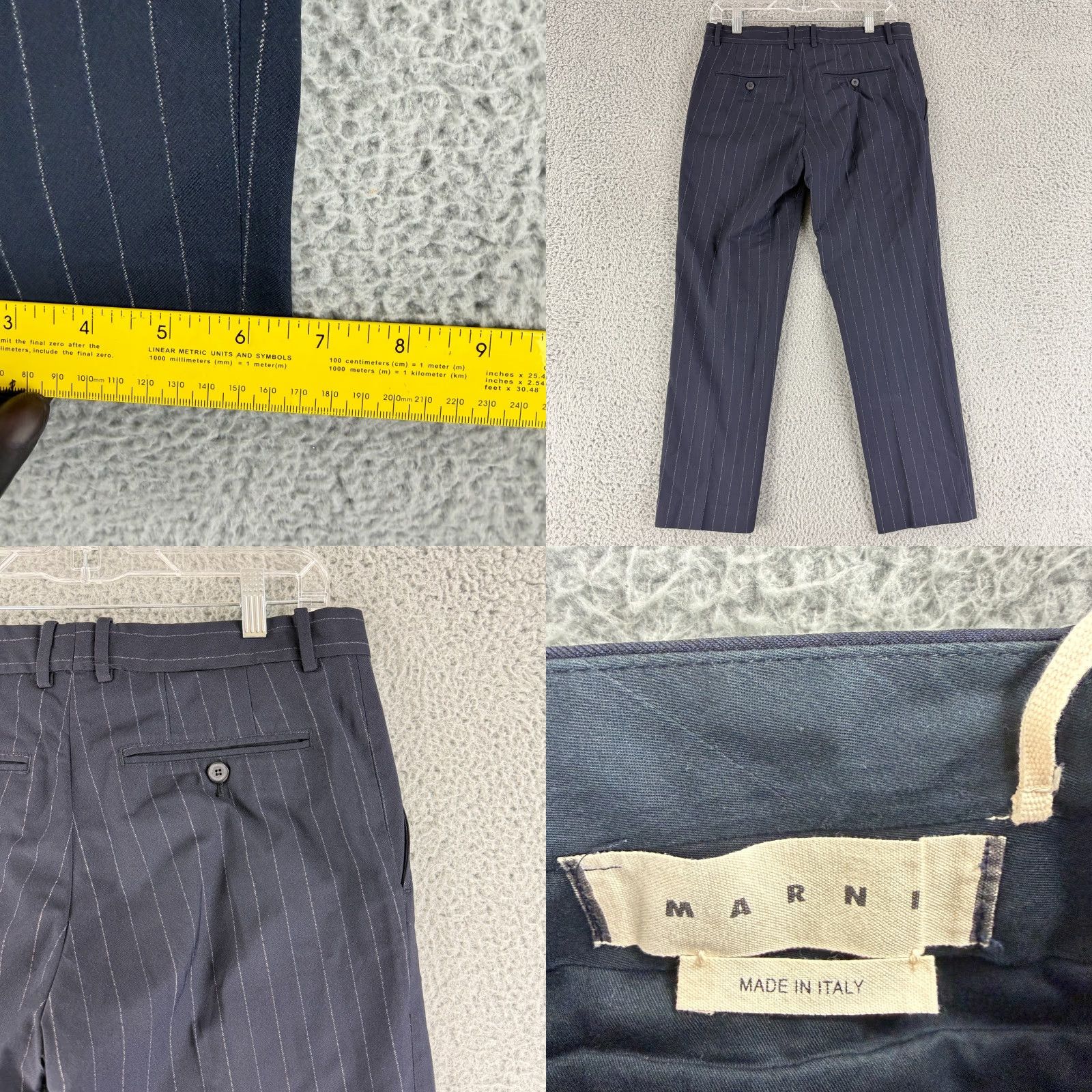Marni Marni Dress Pants Womens Size 12 Navy Blue Pinstripe Ankle Length Mid-Rise Straight Pants, Blue, 12, Regular, Womens Size 34" / US 12 / IT 48 - 8 Thumbnail