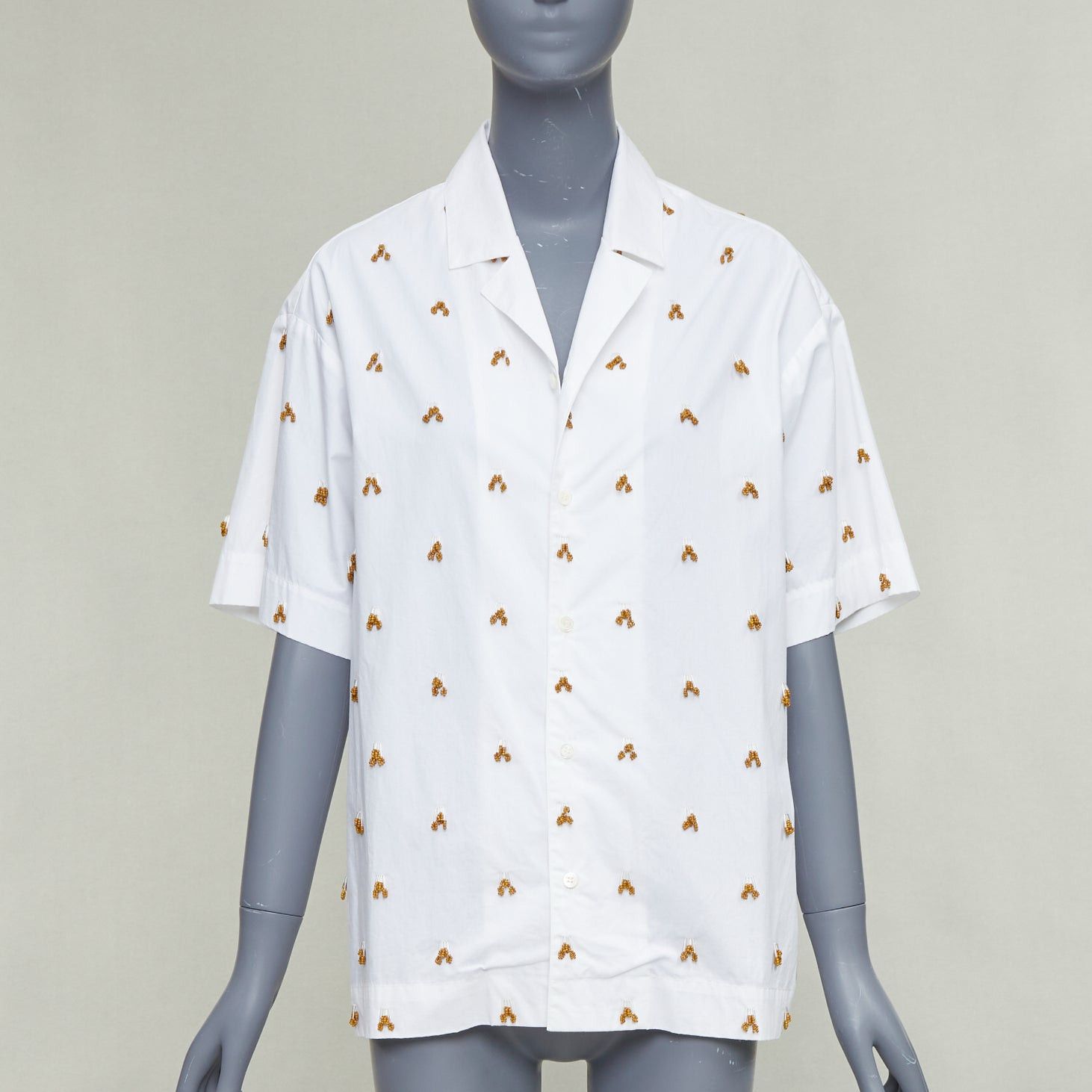 Jacquemus JACQUEMUS 2021 L'amour La Chemise Ble white cotton glass embellished shirt FR34 XS Size XS / US 0-2 / IT 36-38 - 1 Thumbnail