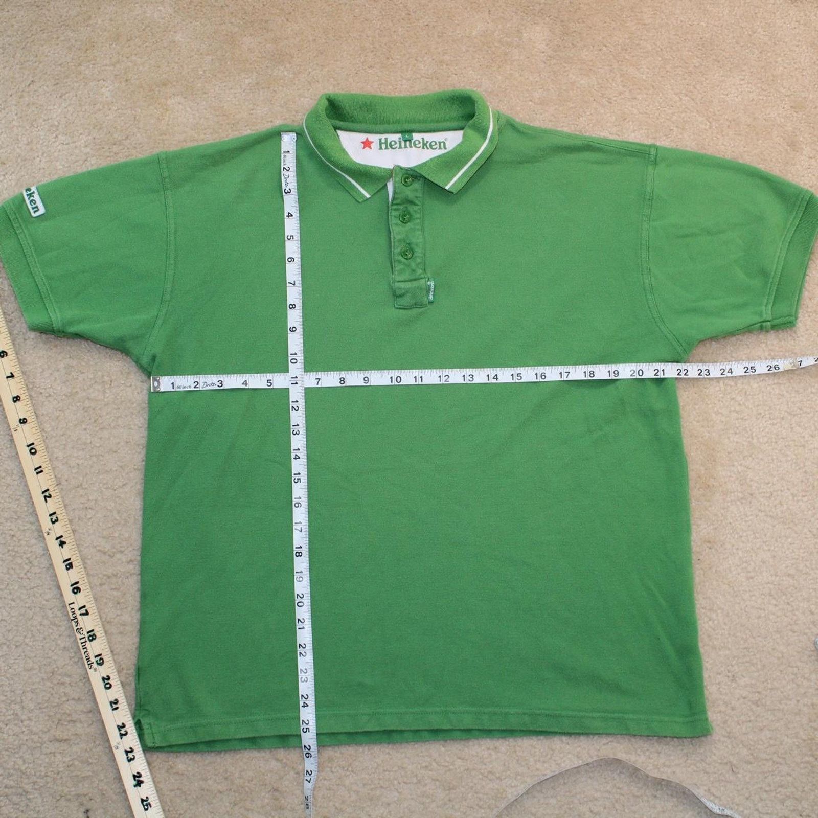 & Other Stories Y2K Green Heineken Beer Short Sleeve Collard Polo Shirt Size US L / EU 52-54 / 3 - 2 Thumbnail