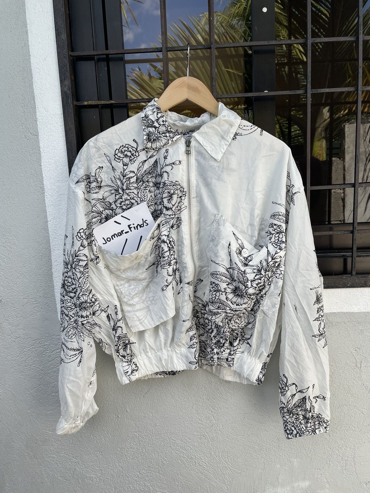 image of Ss96 Issey Miyake Light Cropped Floral Jacket in White, Men's (Size Medium)