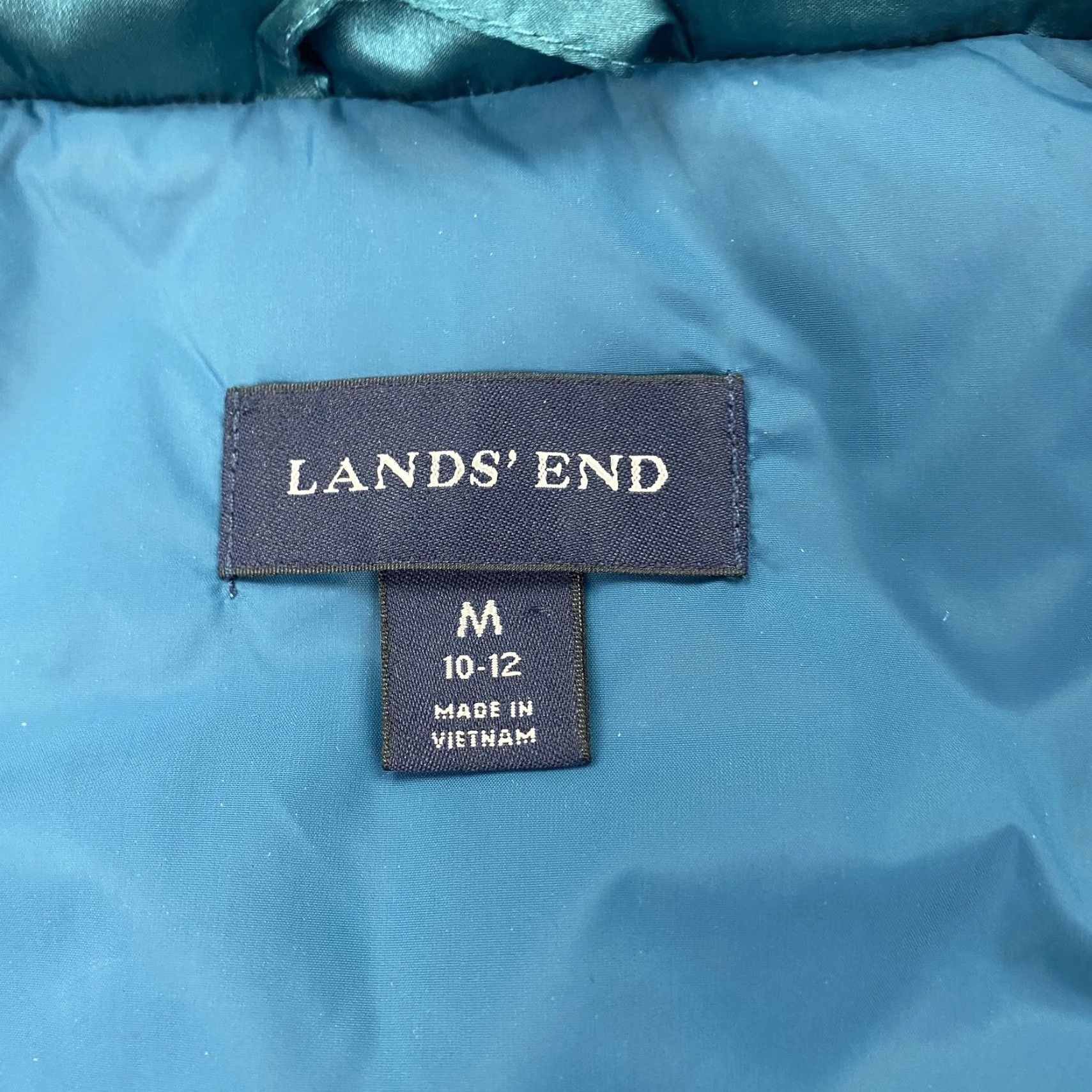 Lands' End Lands End Vest Womens Medium Teal Quilted Goose Down Puffer Insulated Zip Shiny Size M / US 6-8 / IT 42-44 - 6 Thumbnail