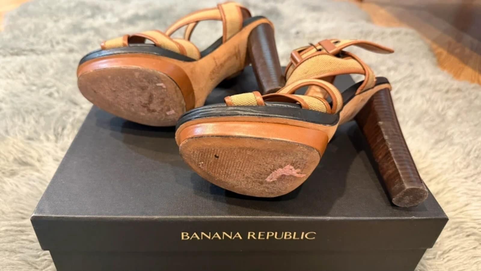 Banana Republic Summer platform heels with straps Size US 7 / IT 37 - 5 Thumbnail